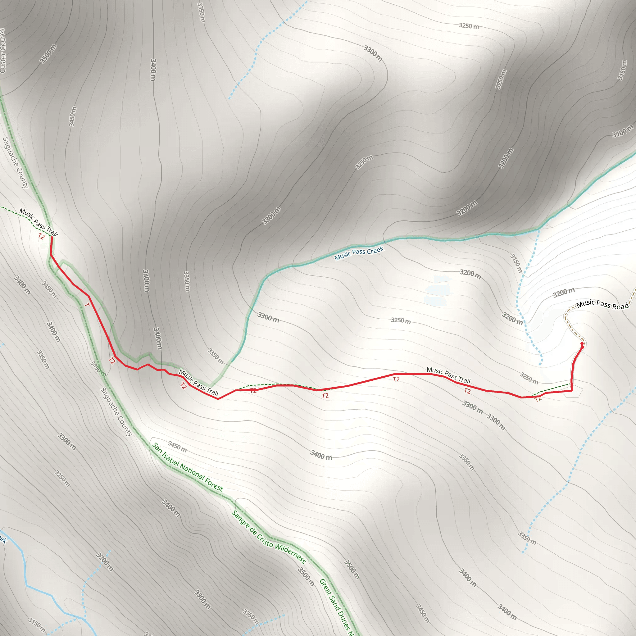 Music Pass Trail Out and Back mobile static map