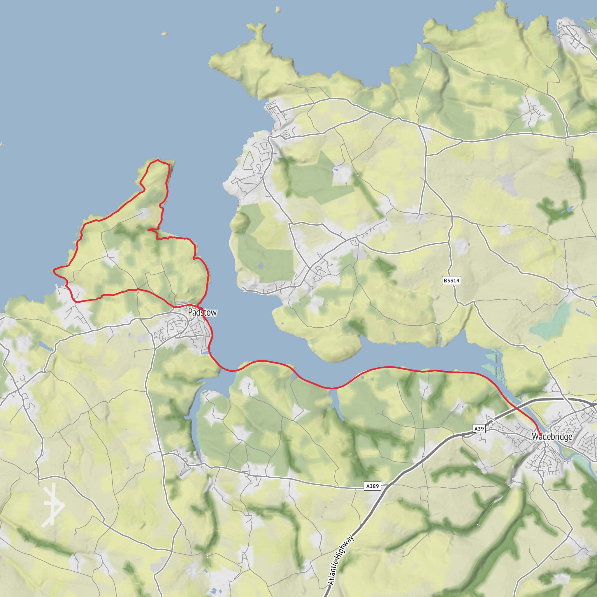 Hike from Cornwall to Stepper Point and Roundhole Point mobile static map