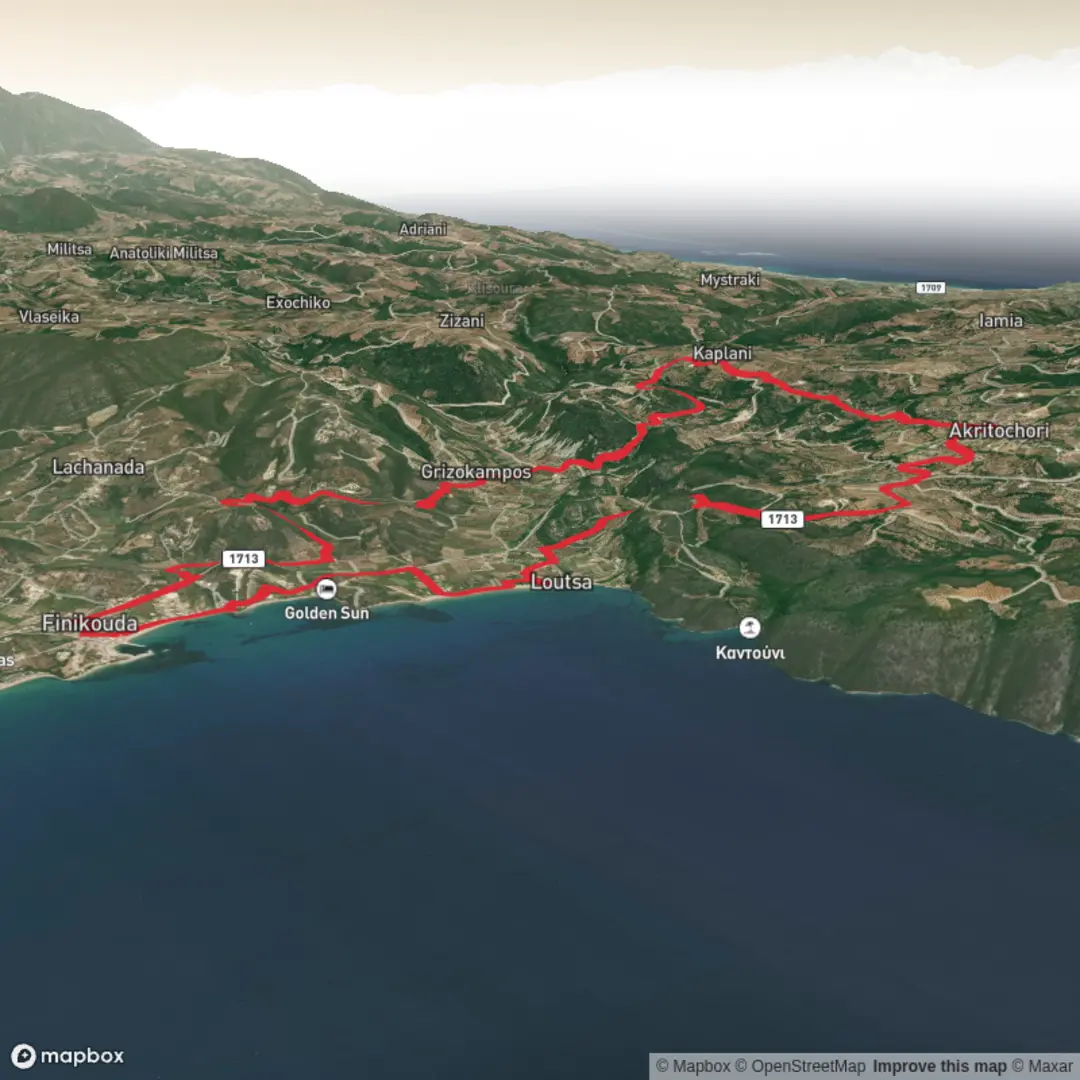 An image depicting the trail Foinikountas and Koronis Circular and its surrounding area.