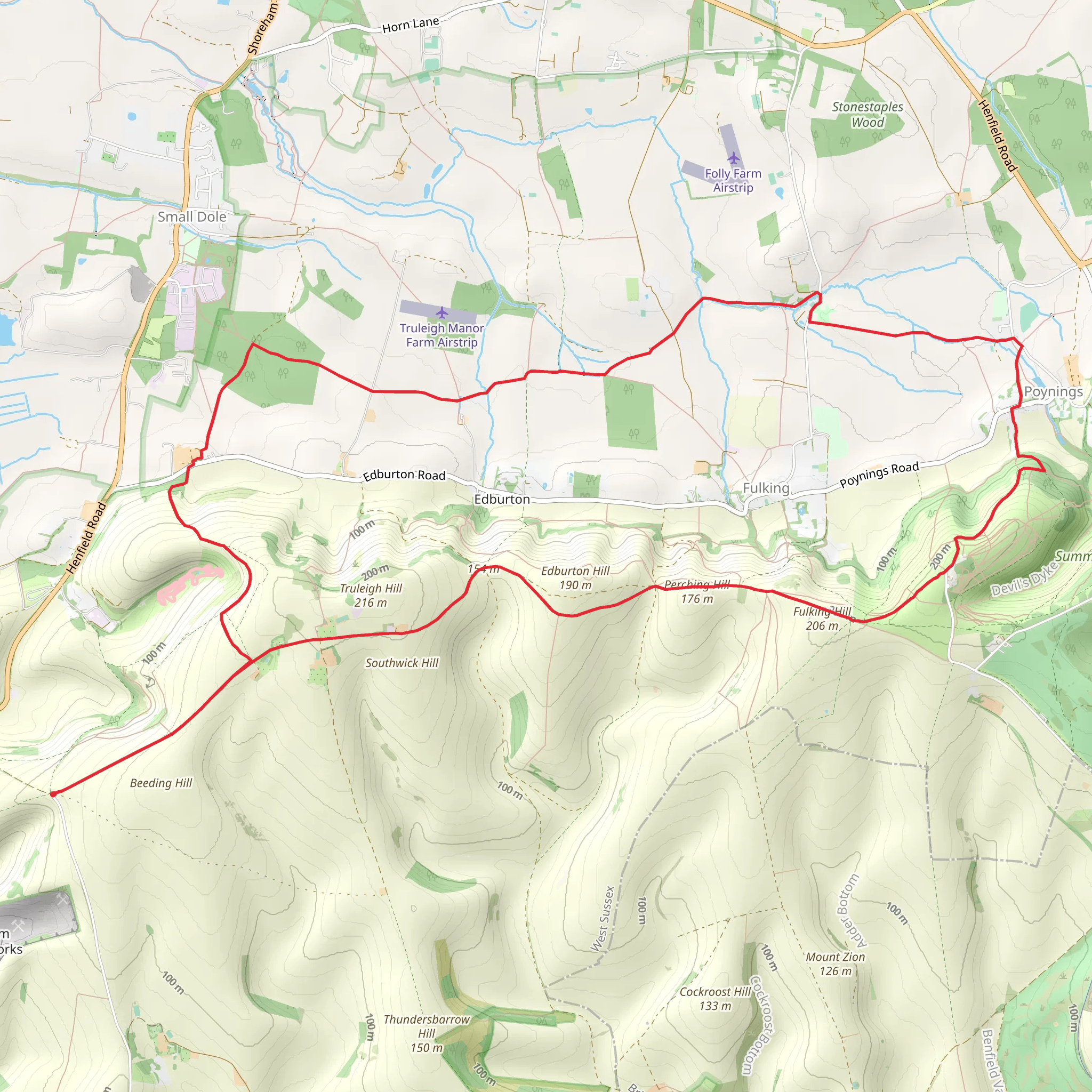 Edurton, Fulking and Poynings Loop mobile static map