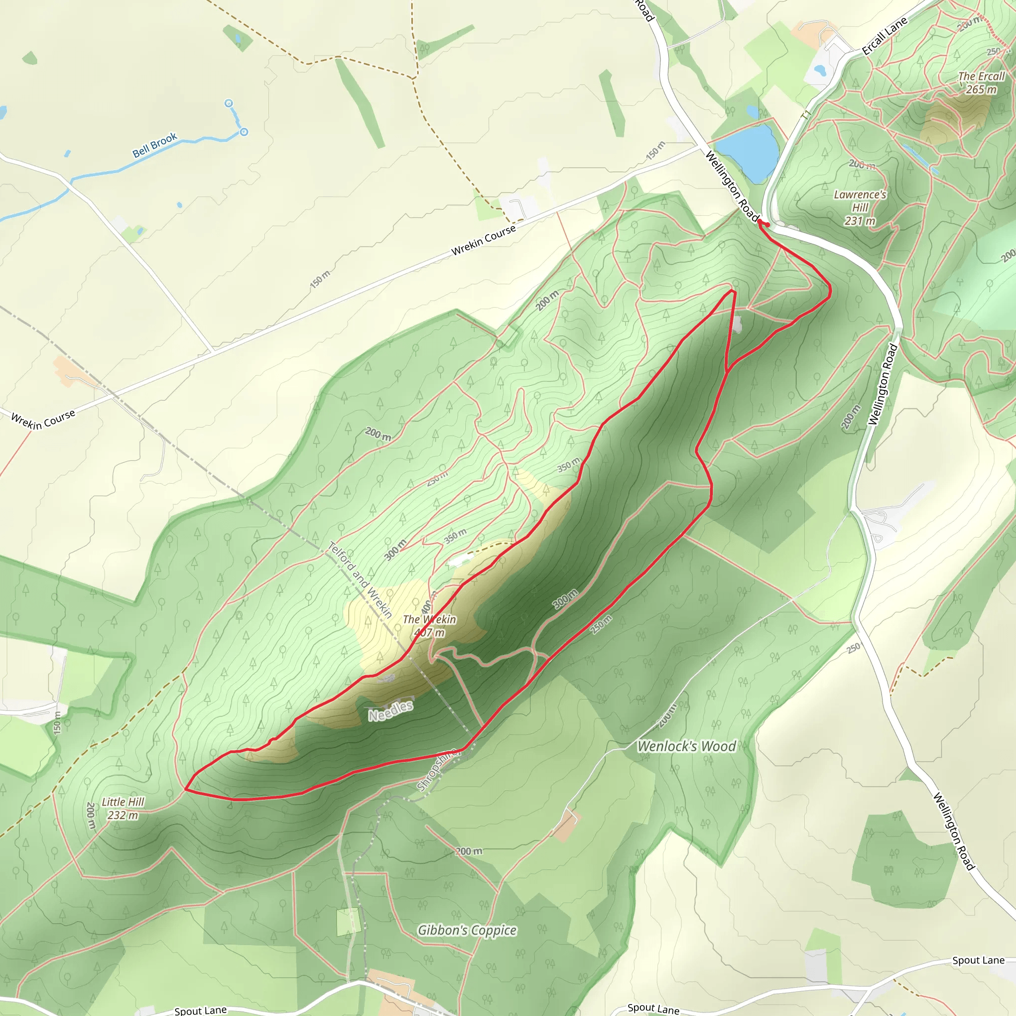 A Wrekin Circuit from near Cluddley mobile static map