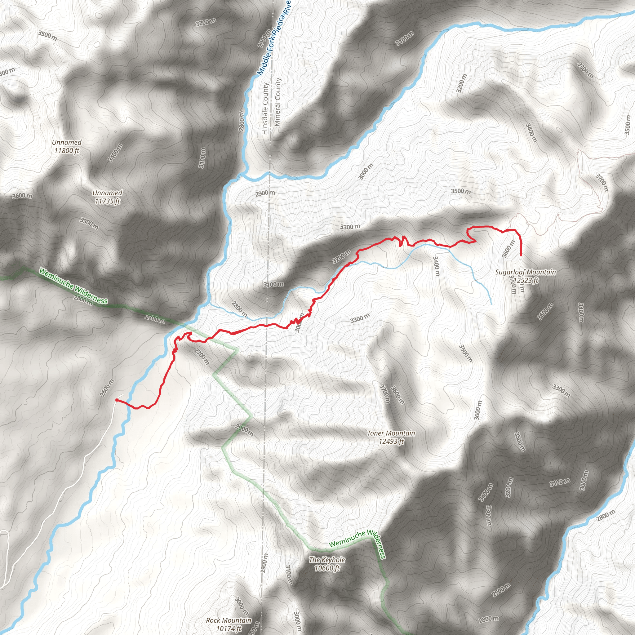 Sugarloaf Mountain Base via Middle Fork Trail mobile static map