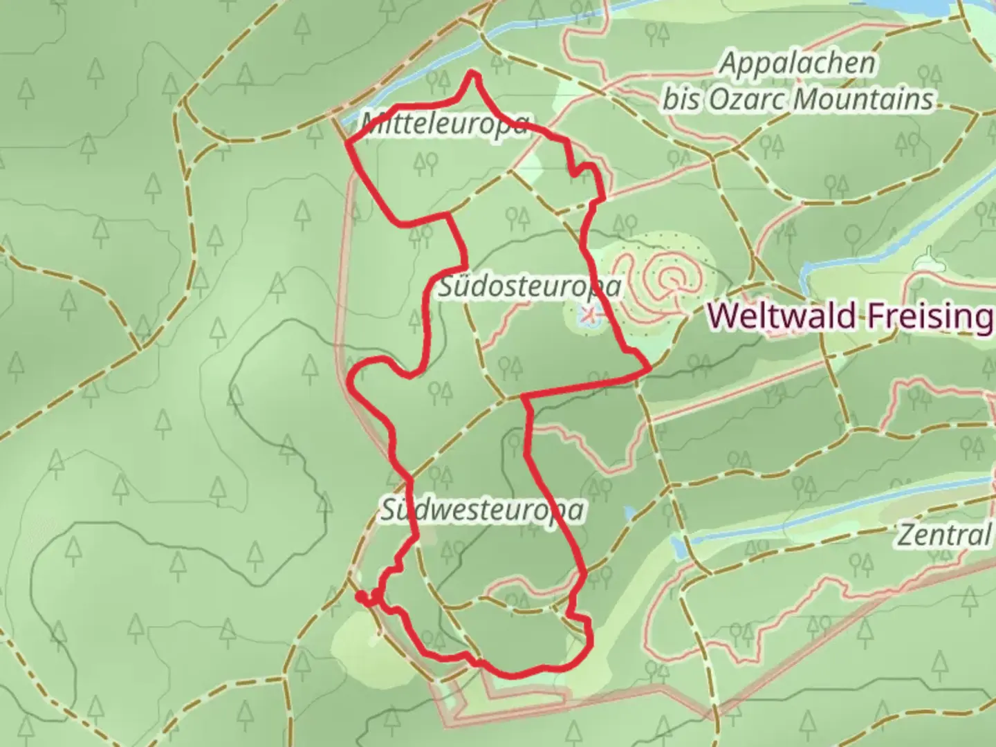 An image depicting the trail Rosaceum Rosengewächse Loop via Themenpfad and its surrounding area.