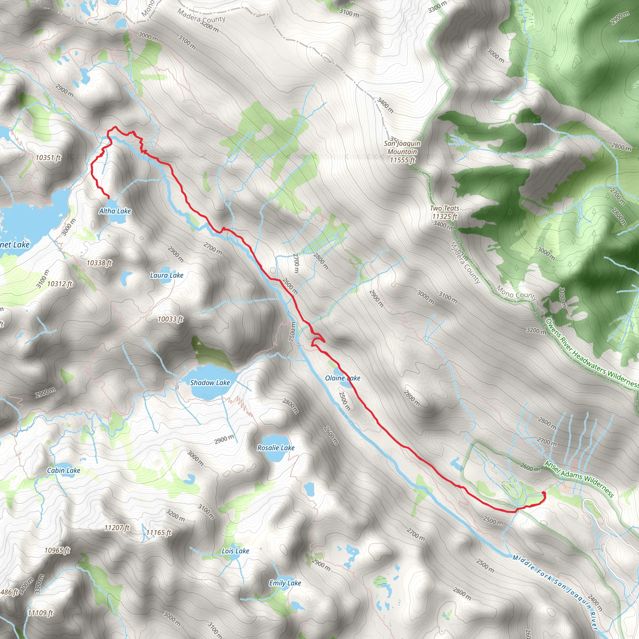 Altha Lake and Olaine Lake via Pacific Crest Trail mobile static map