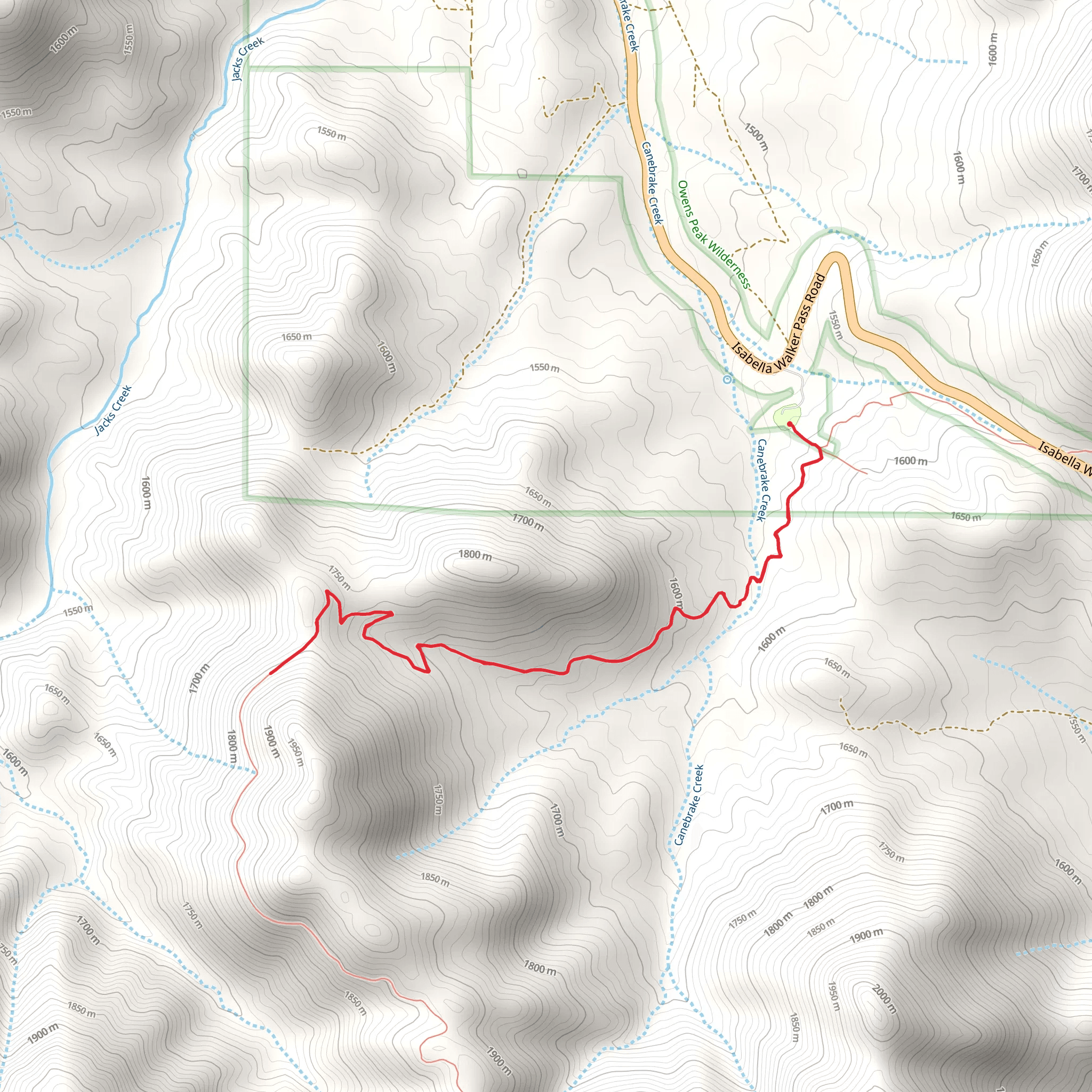 Pacific Crest Trail from Walker Pass Campground mobile static map