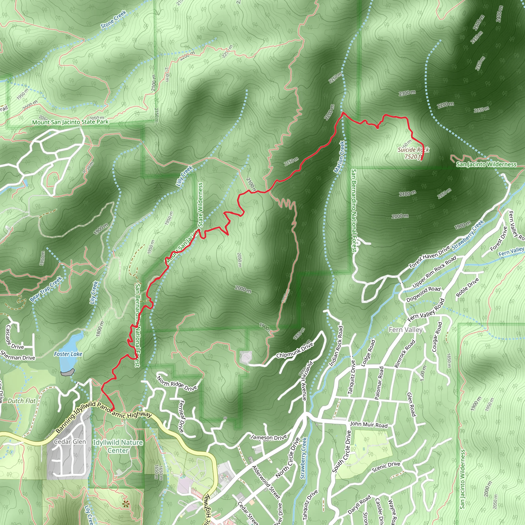 Suicide Rock via Deer Spring Trail mobile static map