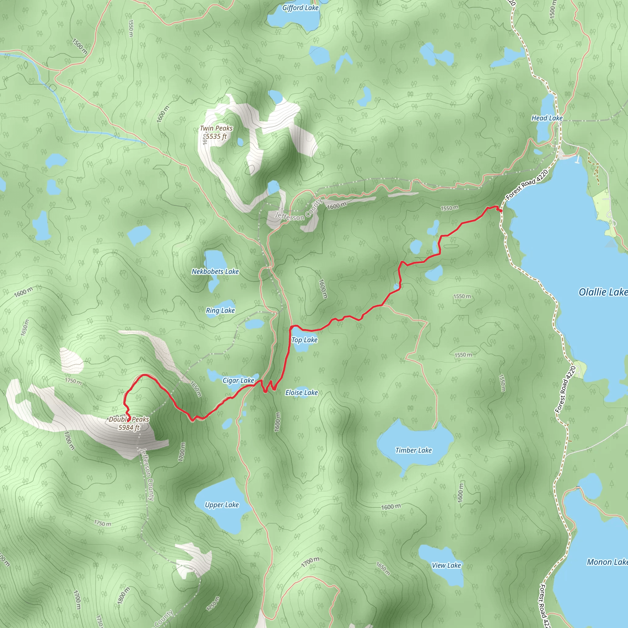 Double Peaks via Red Lake Trail mobile static map