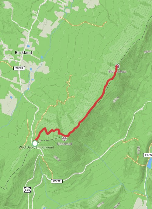 A map preview of the recording Hardy County Hiking.