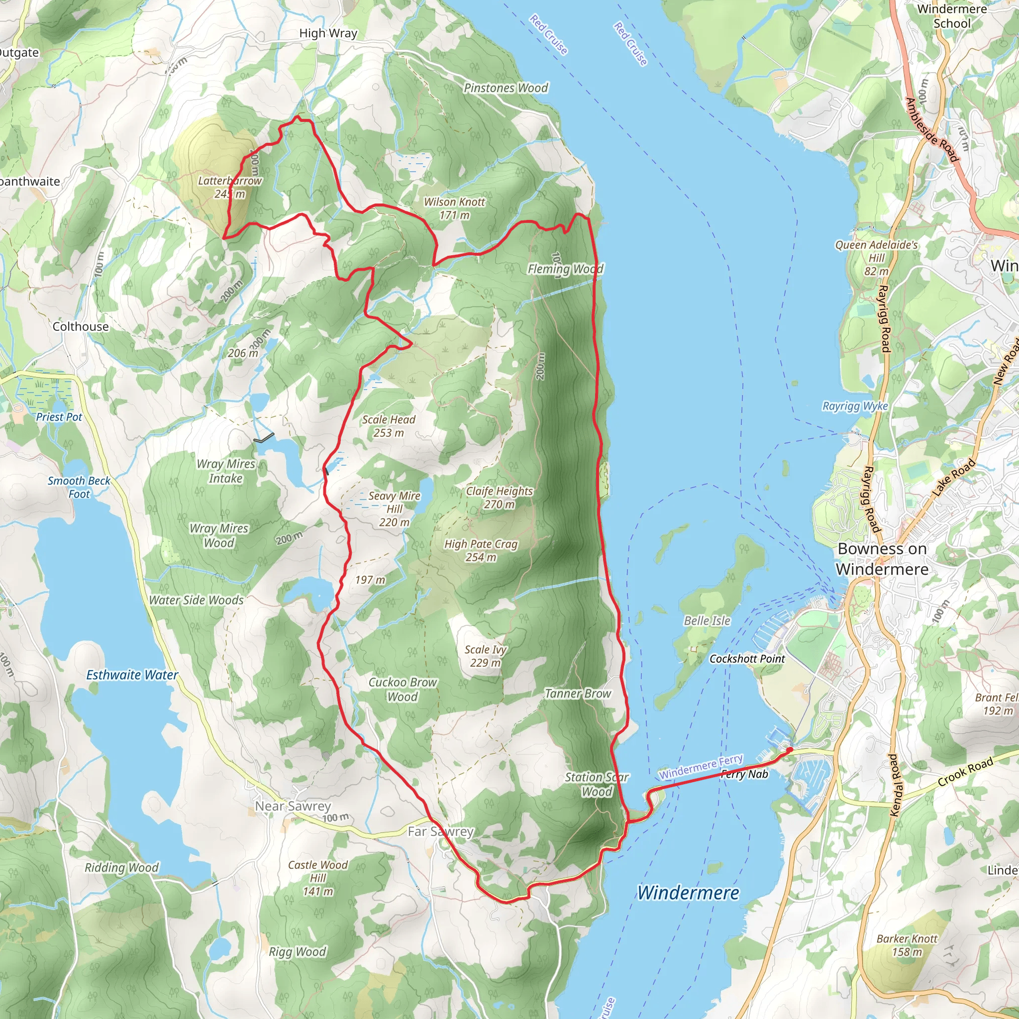 Head Wood, Latterbarrow and Moss Ecckes Tarn Loop mobile static map