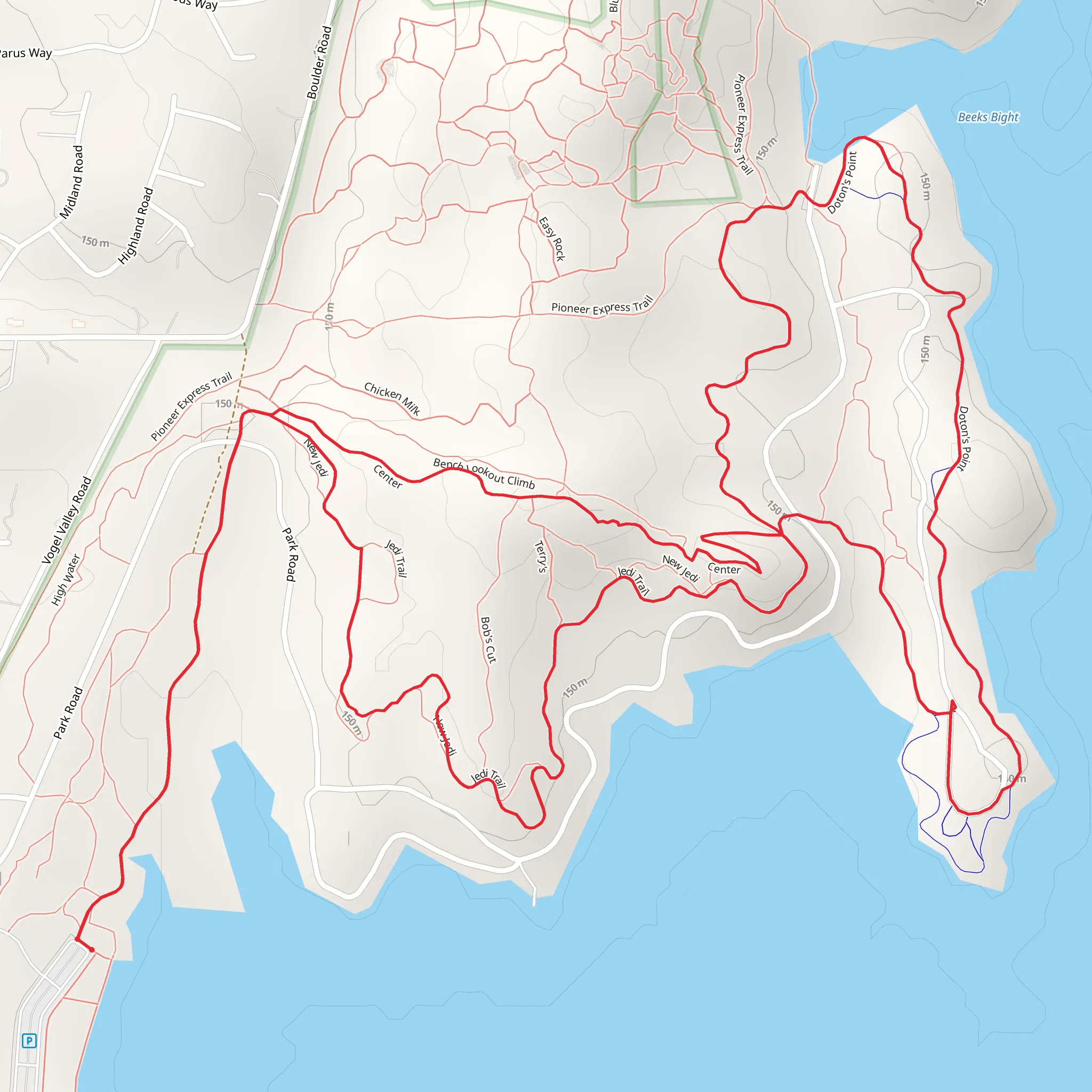 Jedi Trail and Doton's Point Loop mobile static map