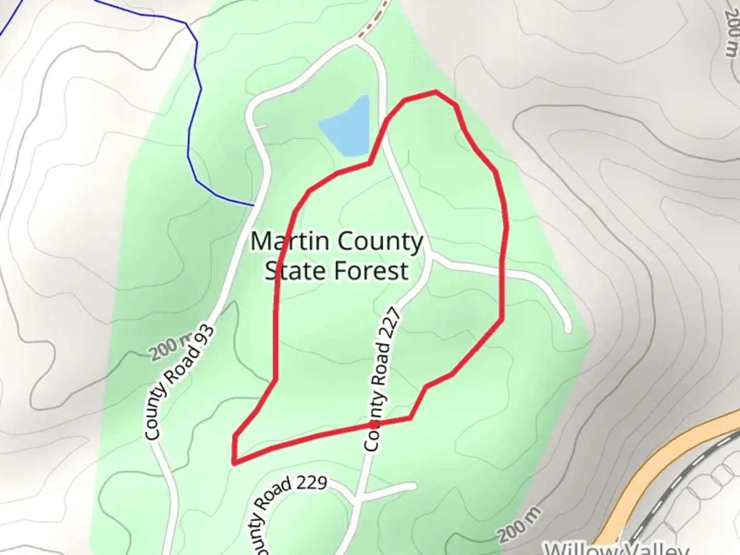 An image depicting the trail Woodland Education Trail MSF Loop and its surrounding area.