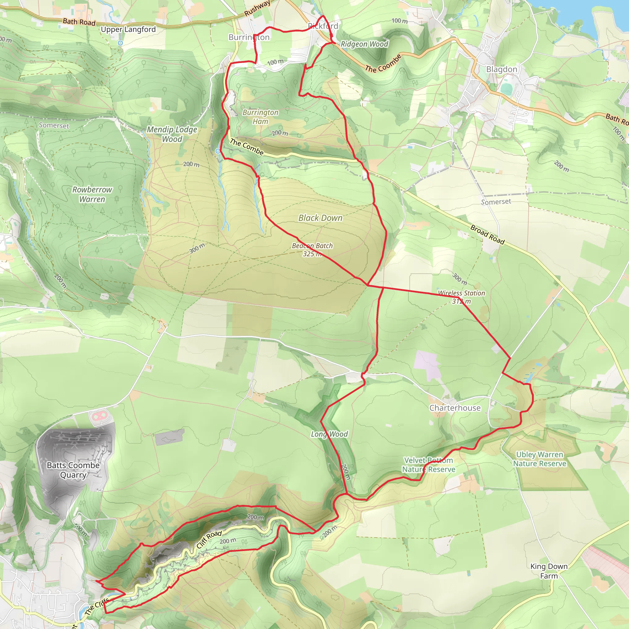 Rickford Cheddar Figure 8 mobile static map