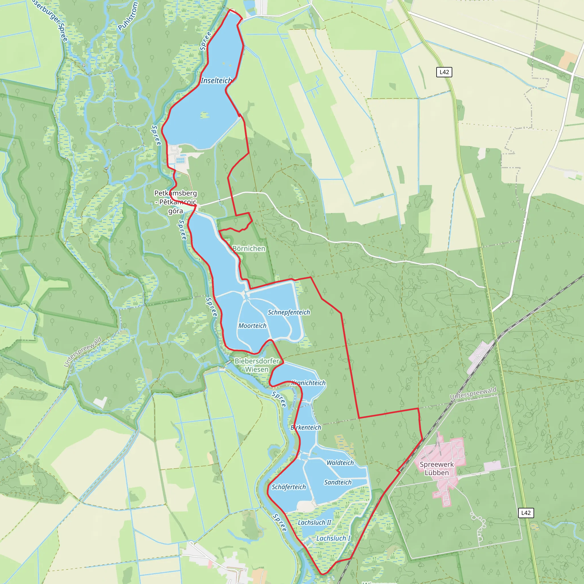 Spreewald Loop via Inselteich mobile static map