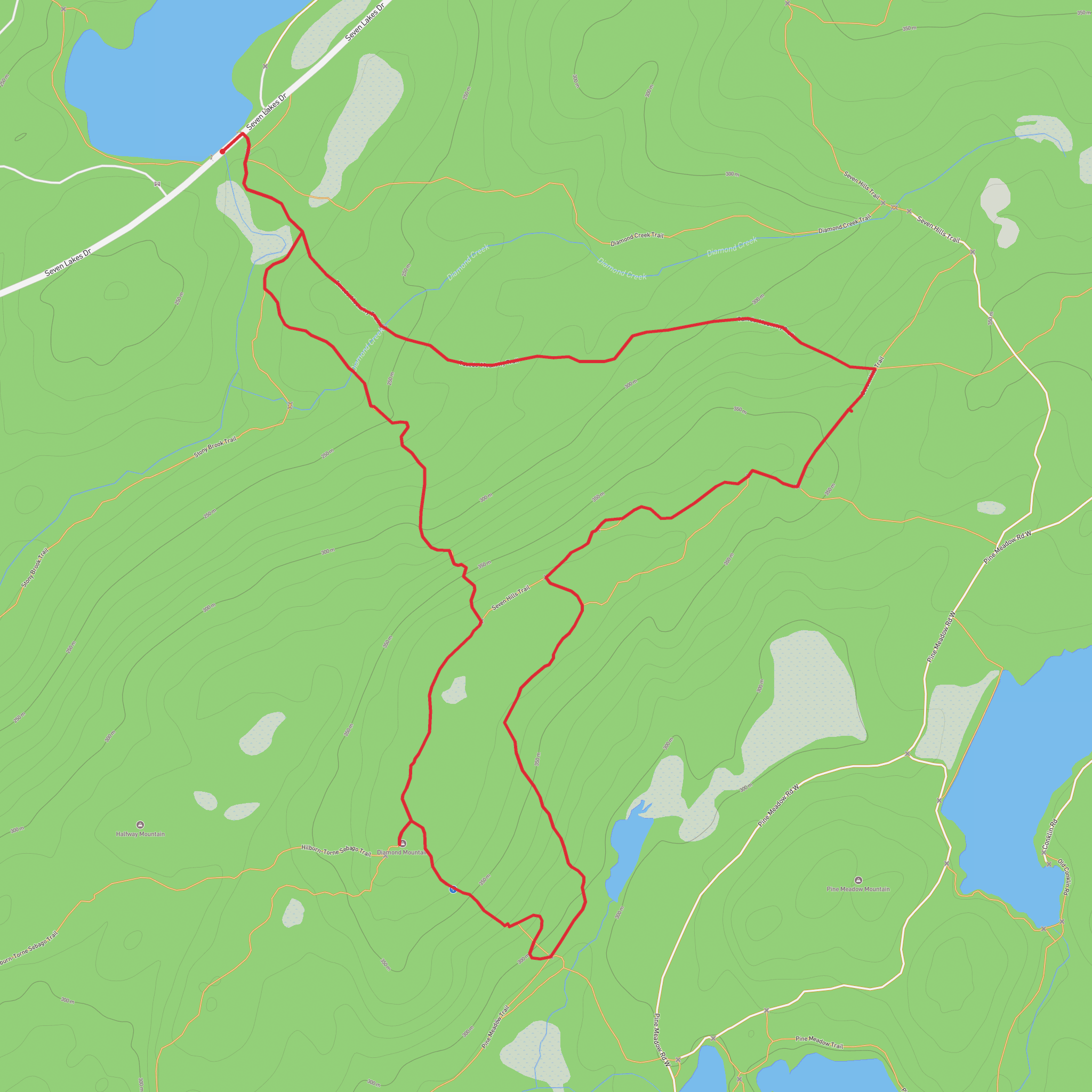 Diamond Mountain and Tuxedo Mount Ivy Loop Trail via Lake Sebago mobile static map