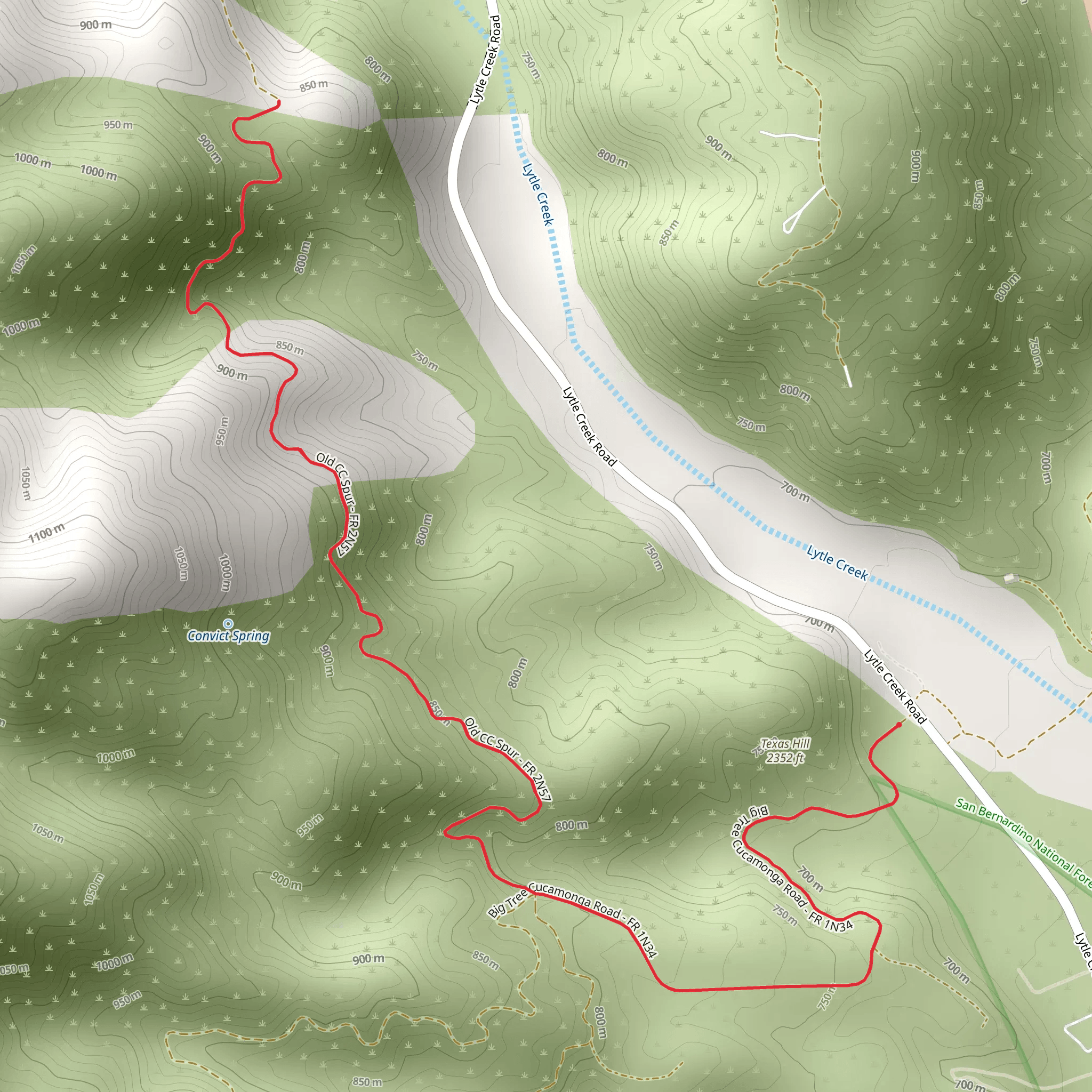 Texas Hill Out and Back mobile static map
