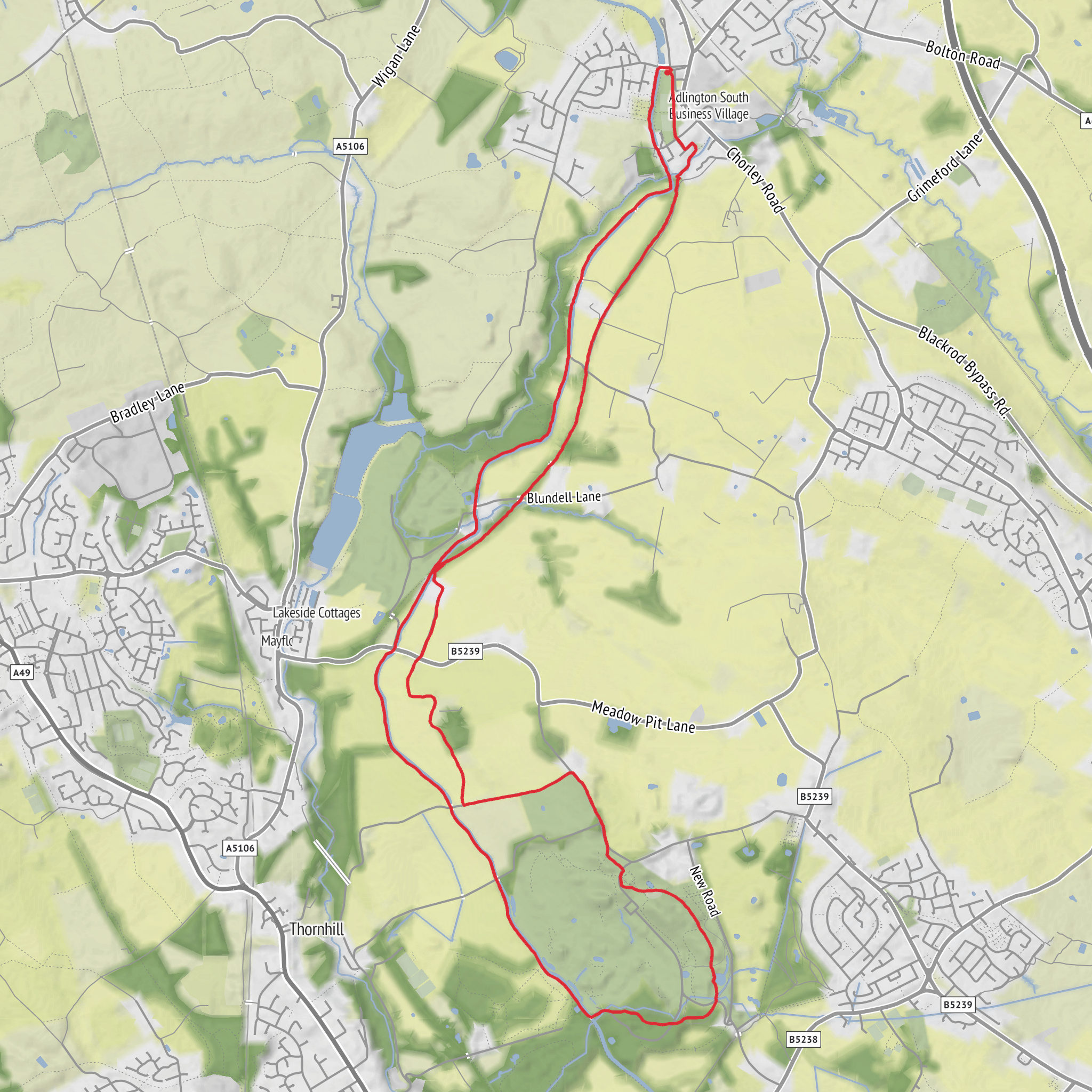 Adlington, Red Rock and Haigh Hall mobile static map