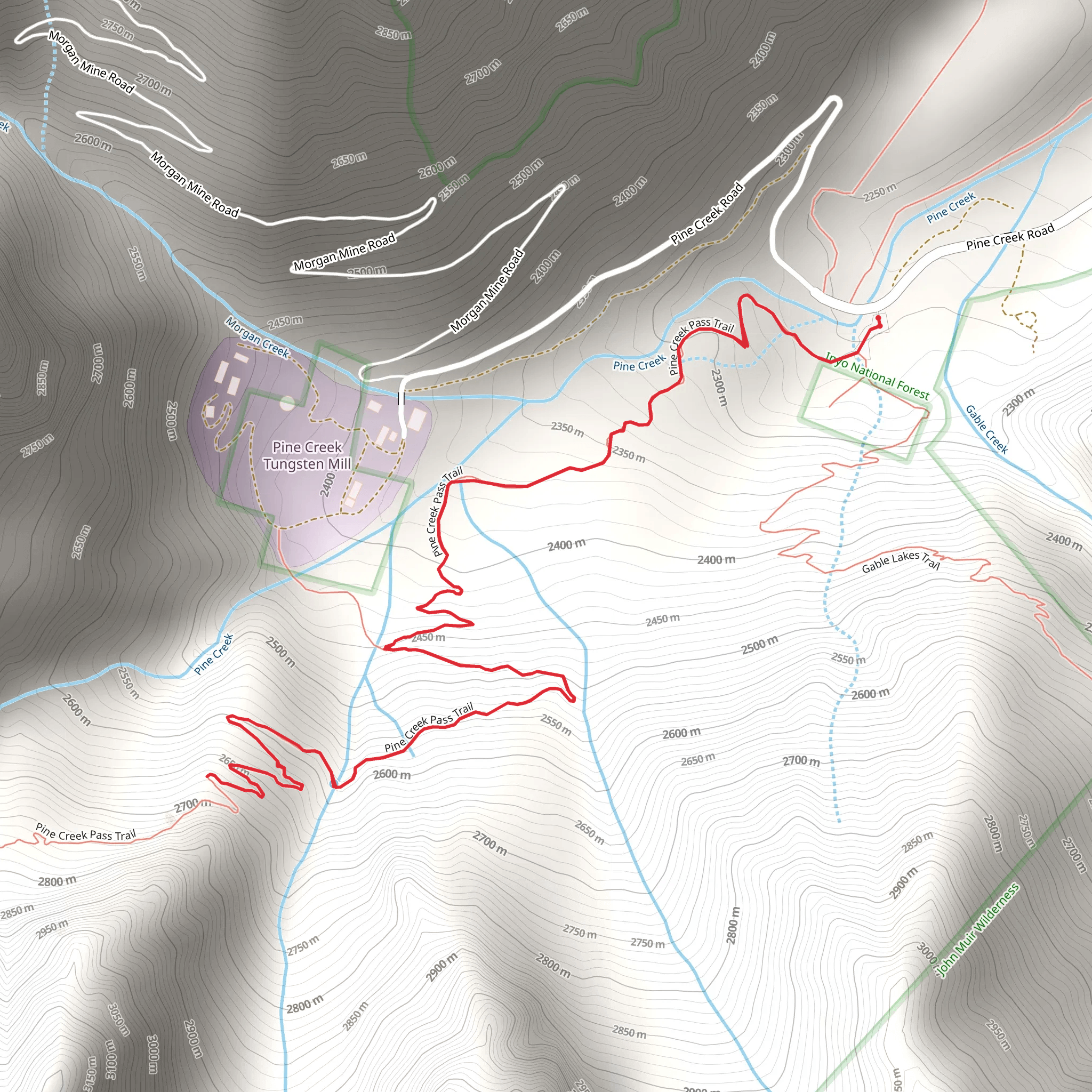 Pine Creek Pass Trail mobile static map