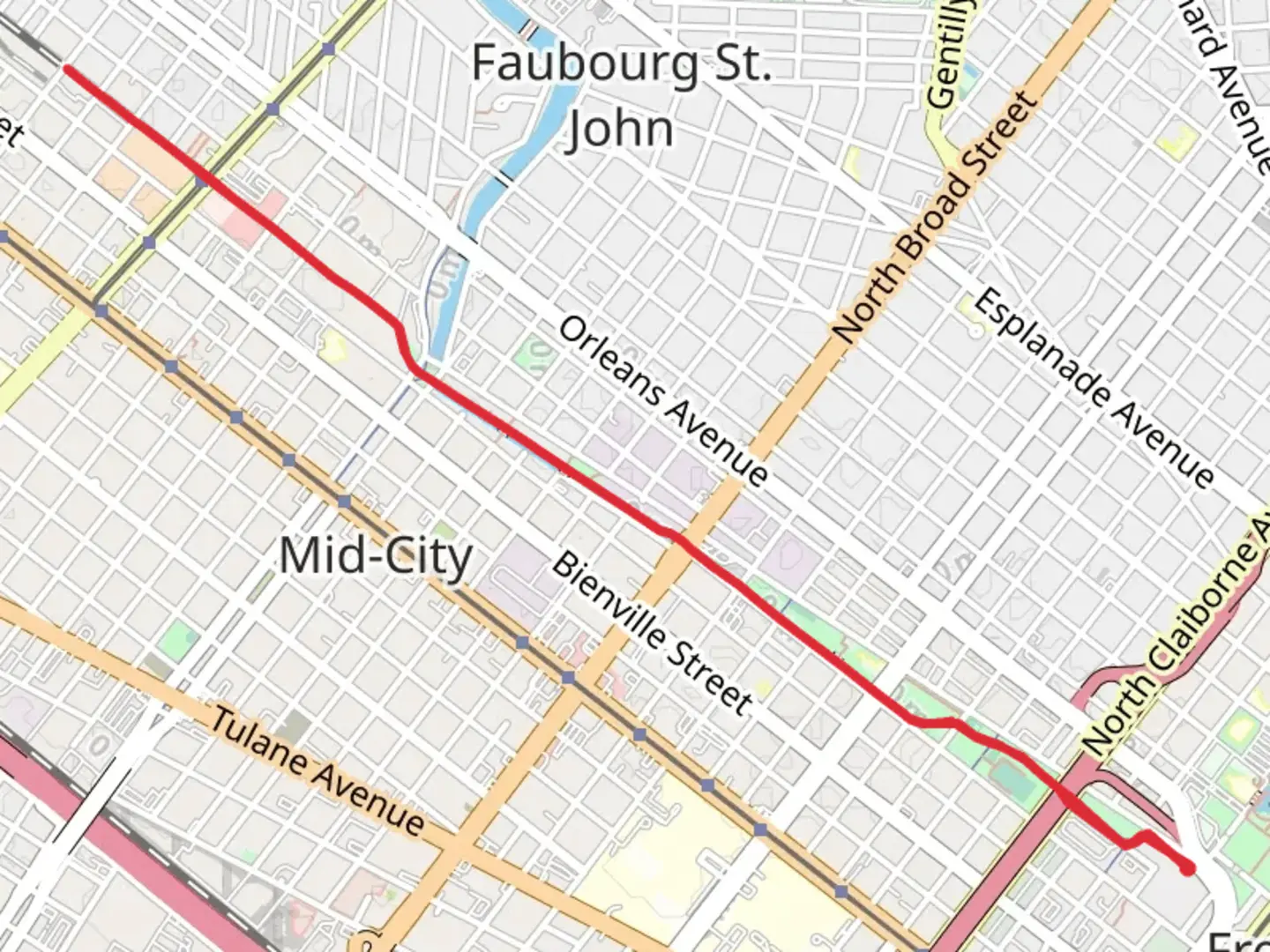 An image depicting the trail Lafitte Greenway and its surrounding area.