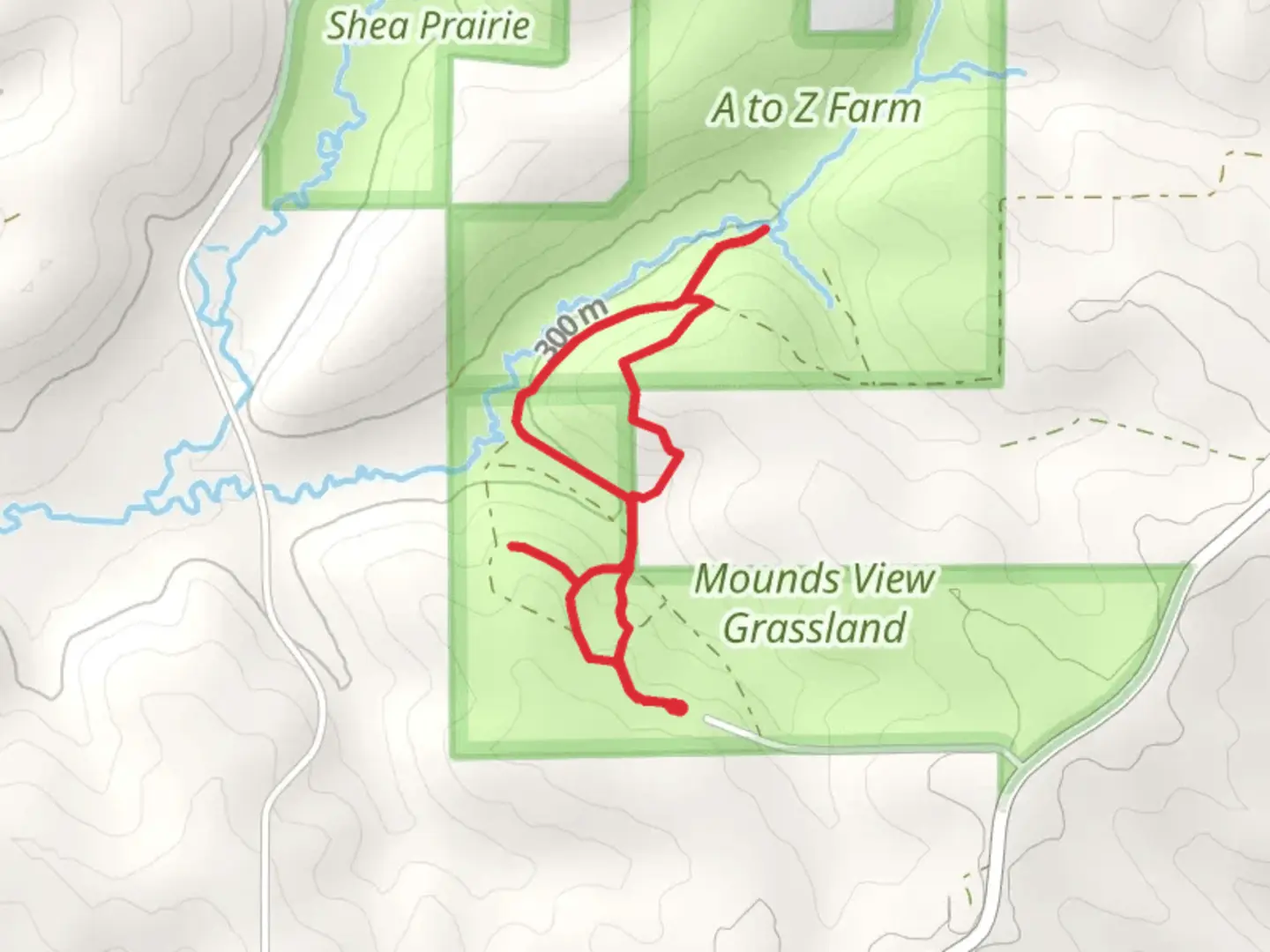 An image depicting the trail Reilly Road Loop and its surrounding area.