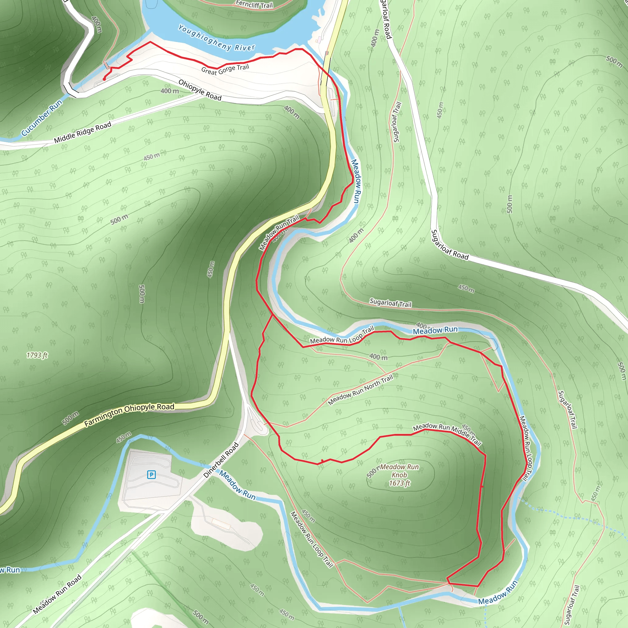 Ohiopyle Hiking Loop from Ohiopyle Road mobile static map