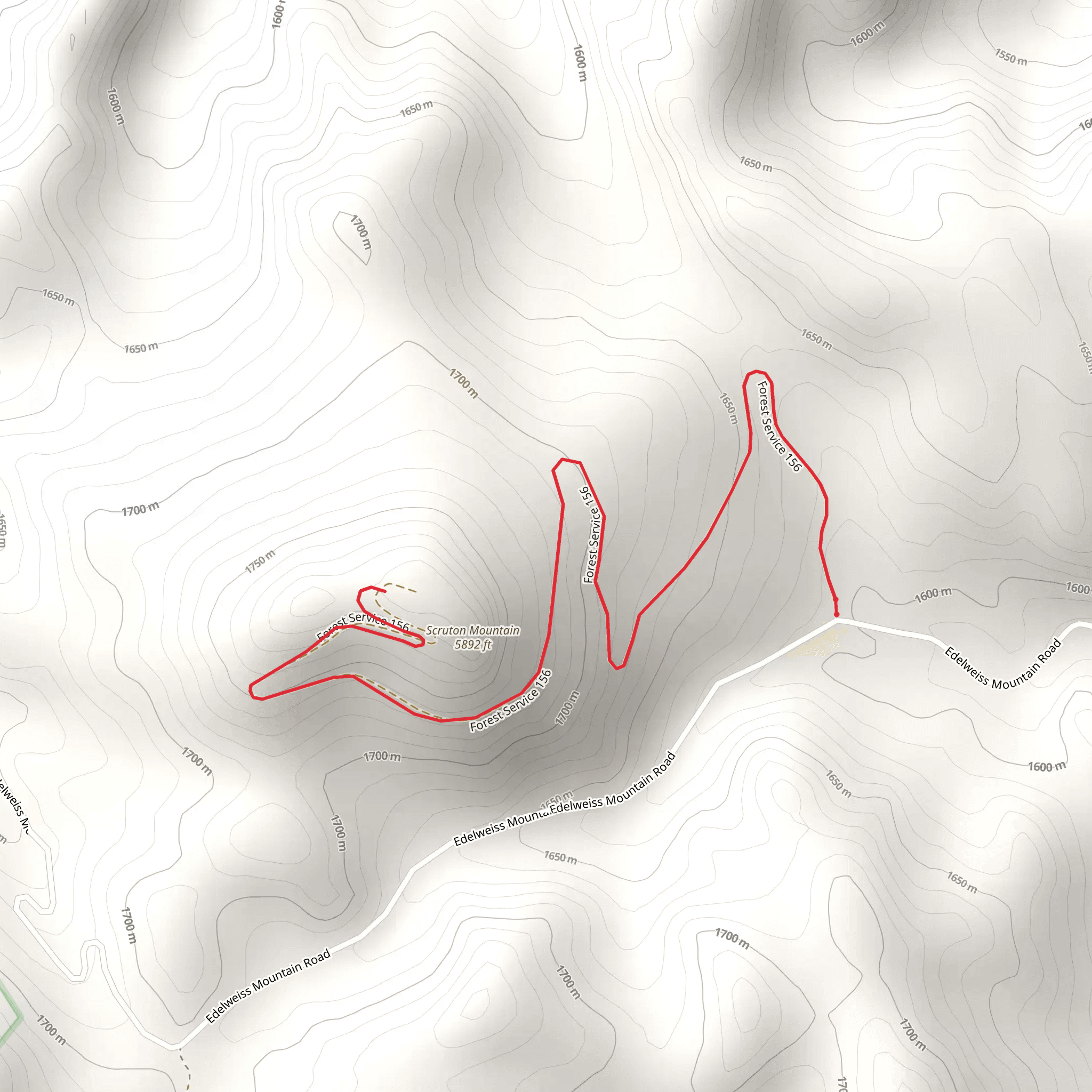 Scruton Mountain Out and Back mobile static map