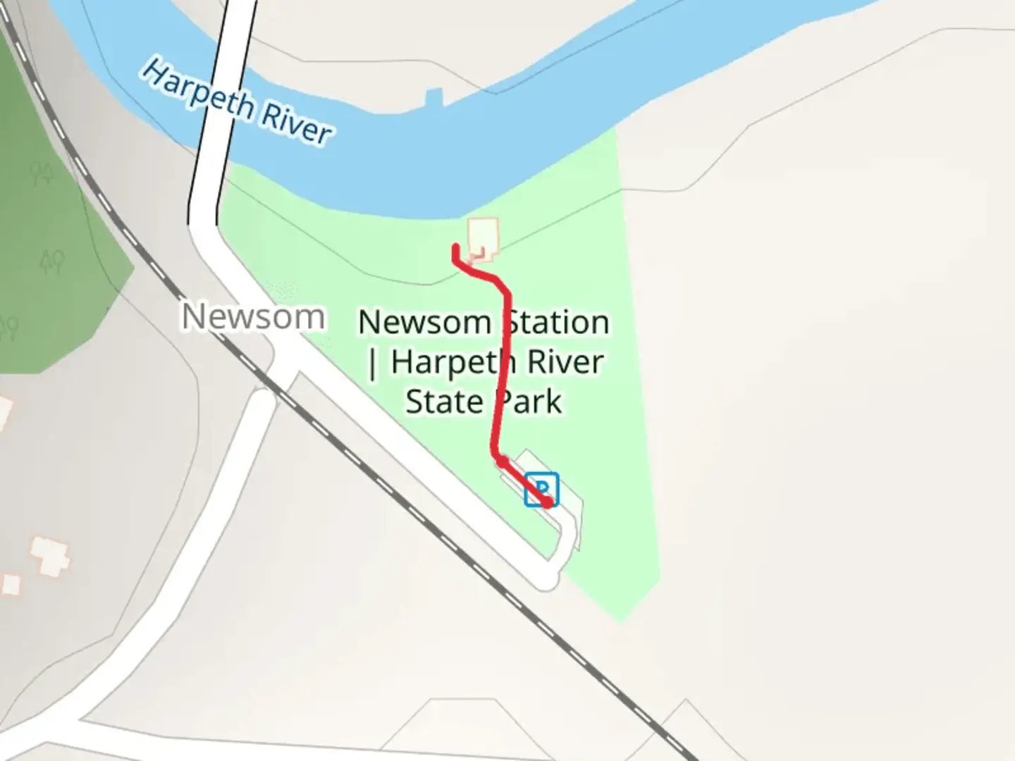 An image depicting the trail Newsom Station Road and its surrounding area.