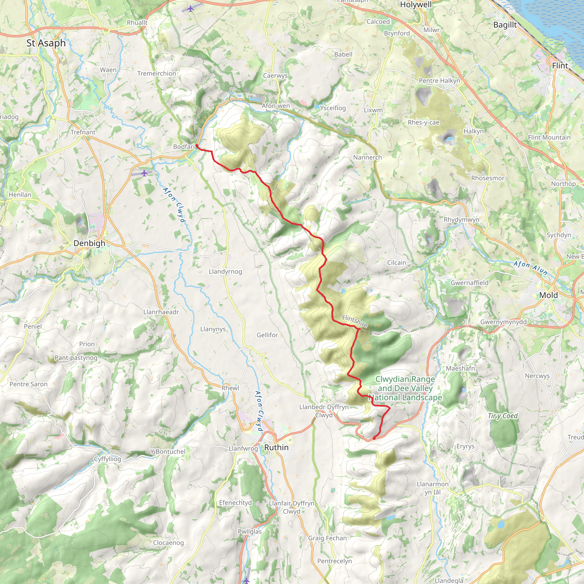 clwydian range trail run. mobile static map