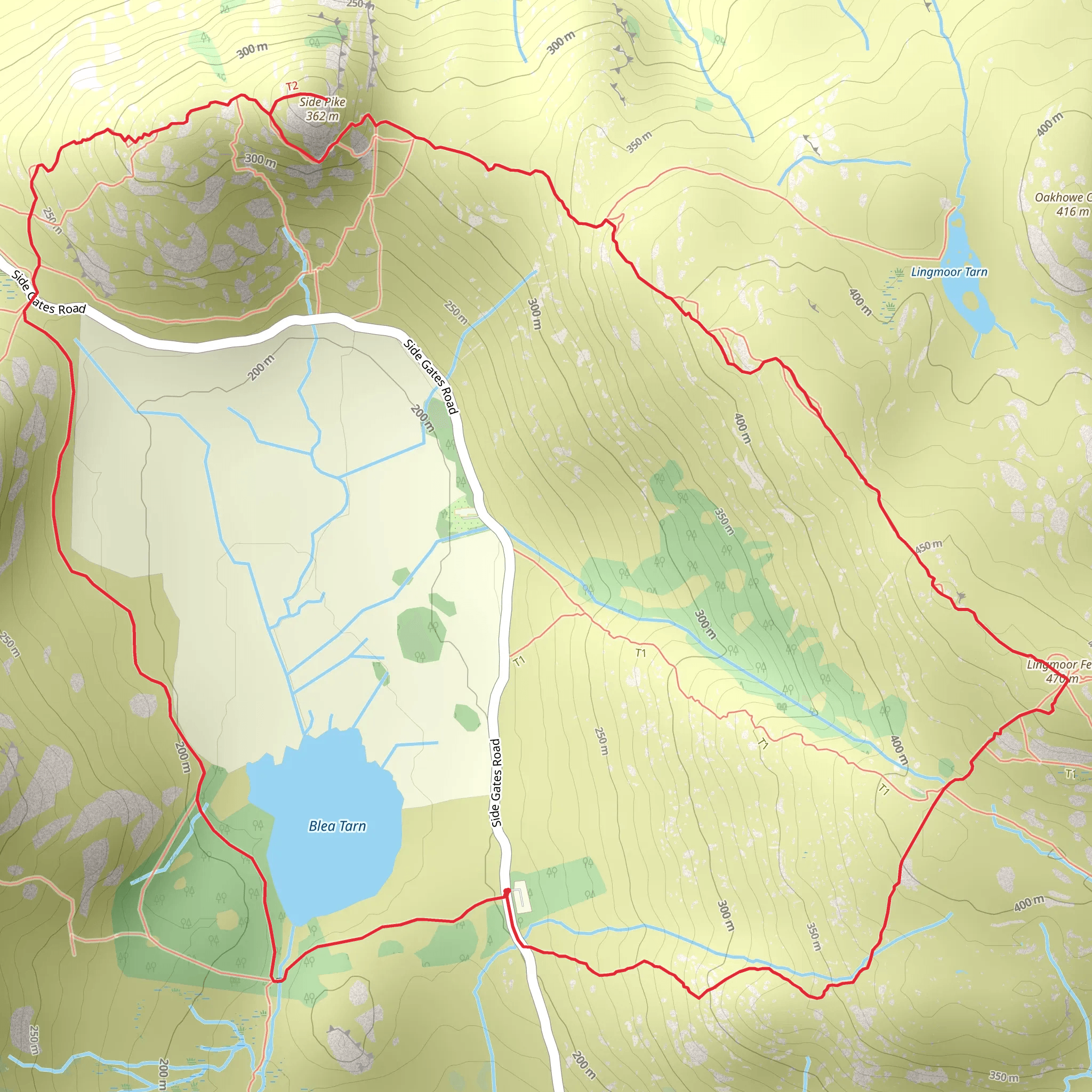 Lingmoor Fell, Side Pike and Blea Tarn Loop mobile static map