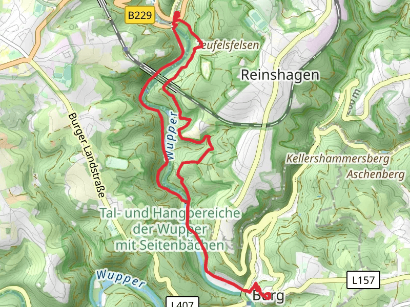 Wupper via Roentgenweg R and Erlebnisweg Wupper