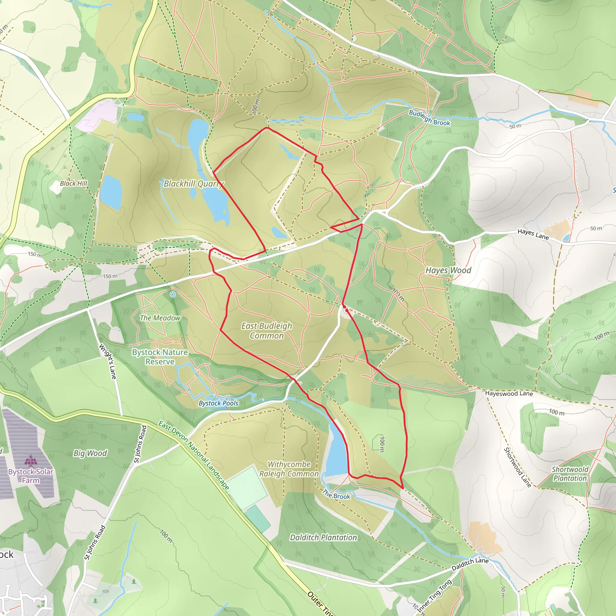 East Budleigh Common and Wheathill Plantation Loop mobile static map