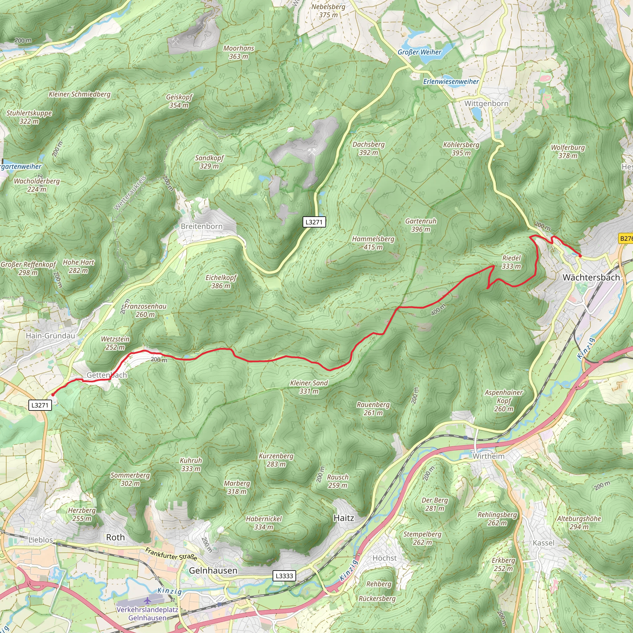 Gettenbach to Waechtersbach mobile static map