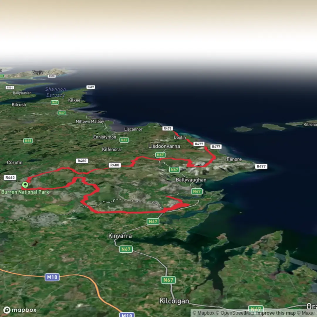 An image depicting the trail Burren_Way_Bellharbour_Moher_1 and its surrounding area.