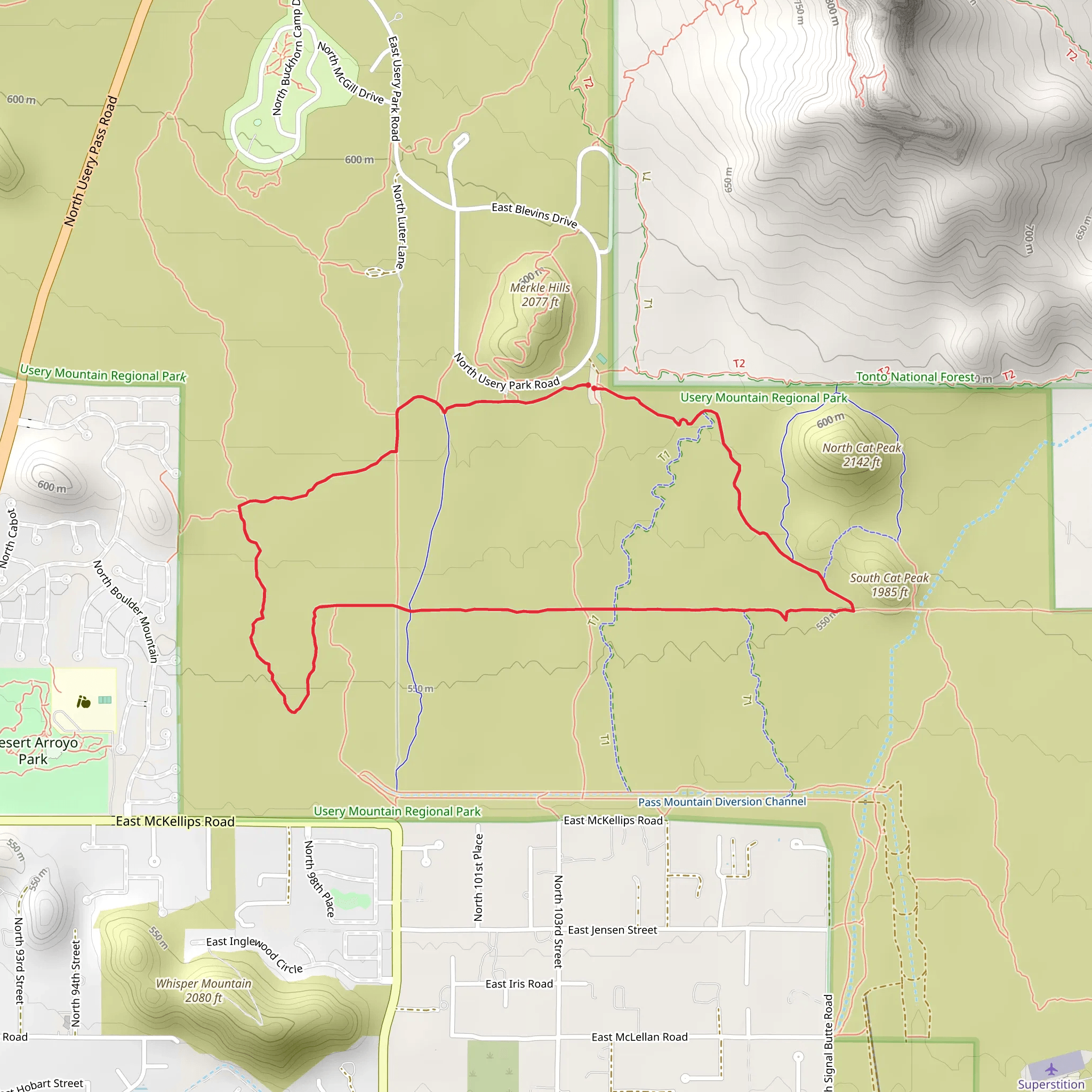 Blevins Trail and Blevins Trail Loop mobile static map