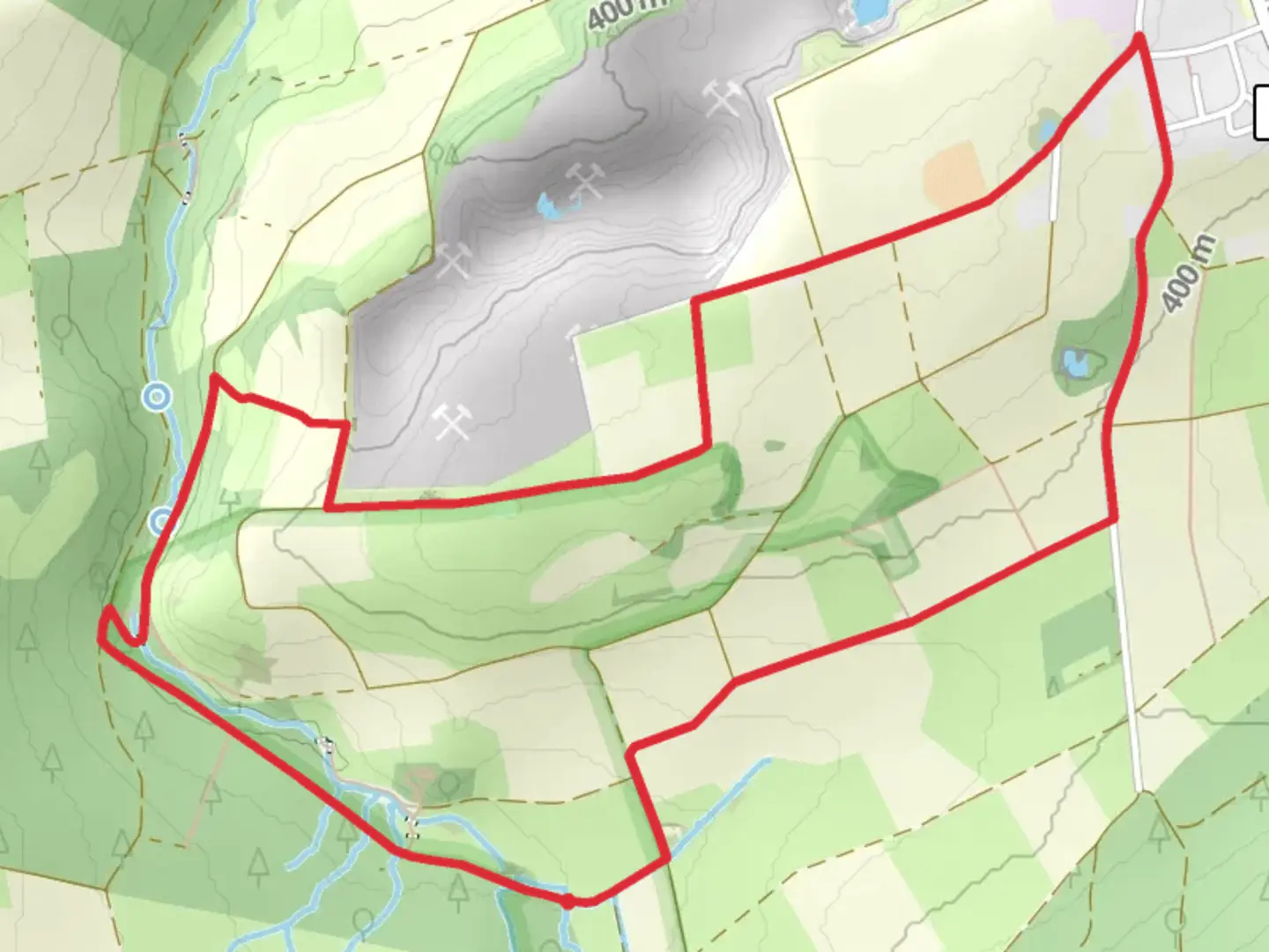 An image depicting the trail Warte and Hohler Stein Loop and its surrounding area.