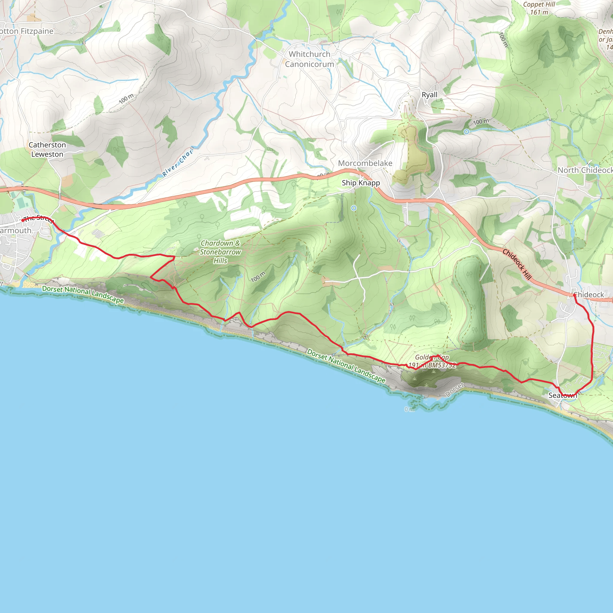 Chideock to Charmouth Walk mobile static map