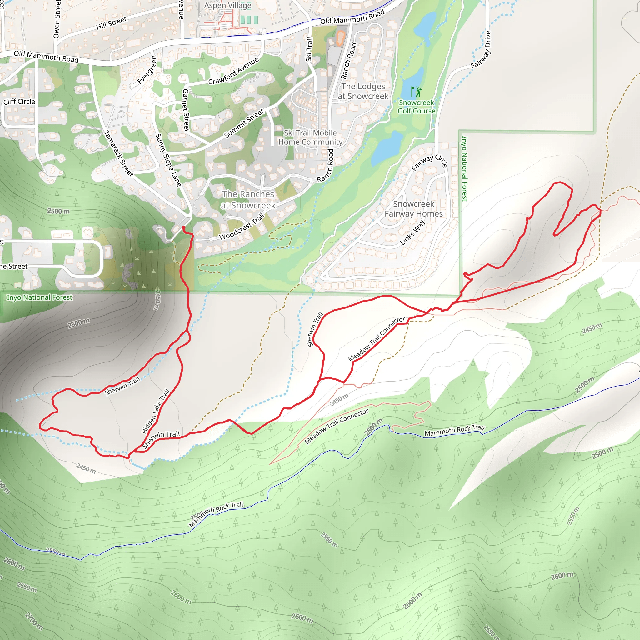 Sherwin Trail and Meadow Trail Connector Loop mobile static map