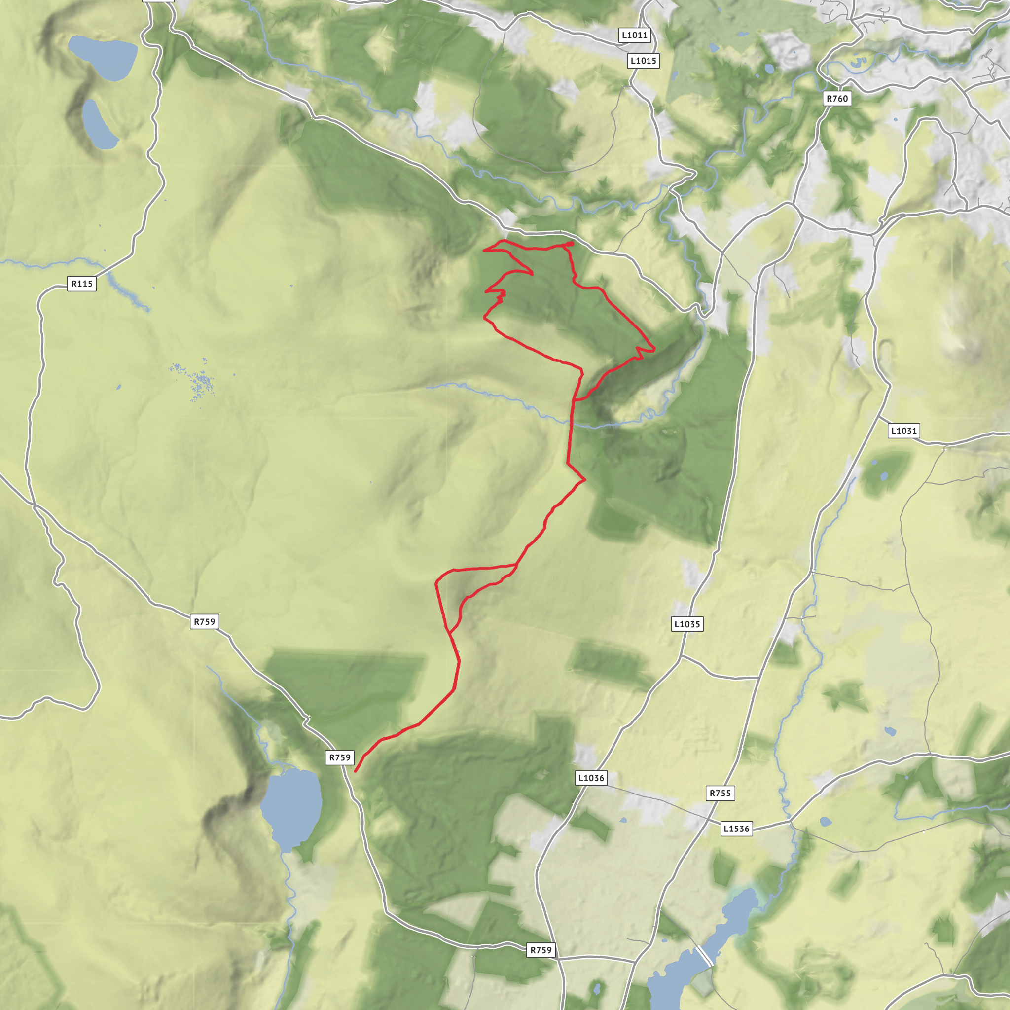 Crone, Lough Tay, Djouce & Maulin mobile static map