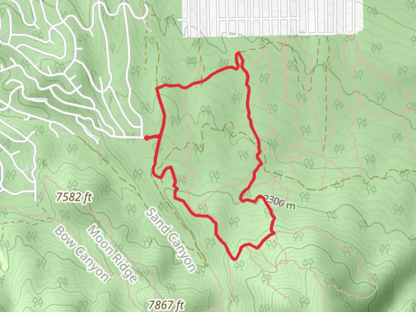 An image depicting the trail Sugarloaf Road Loop and its surrounding area.