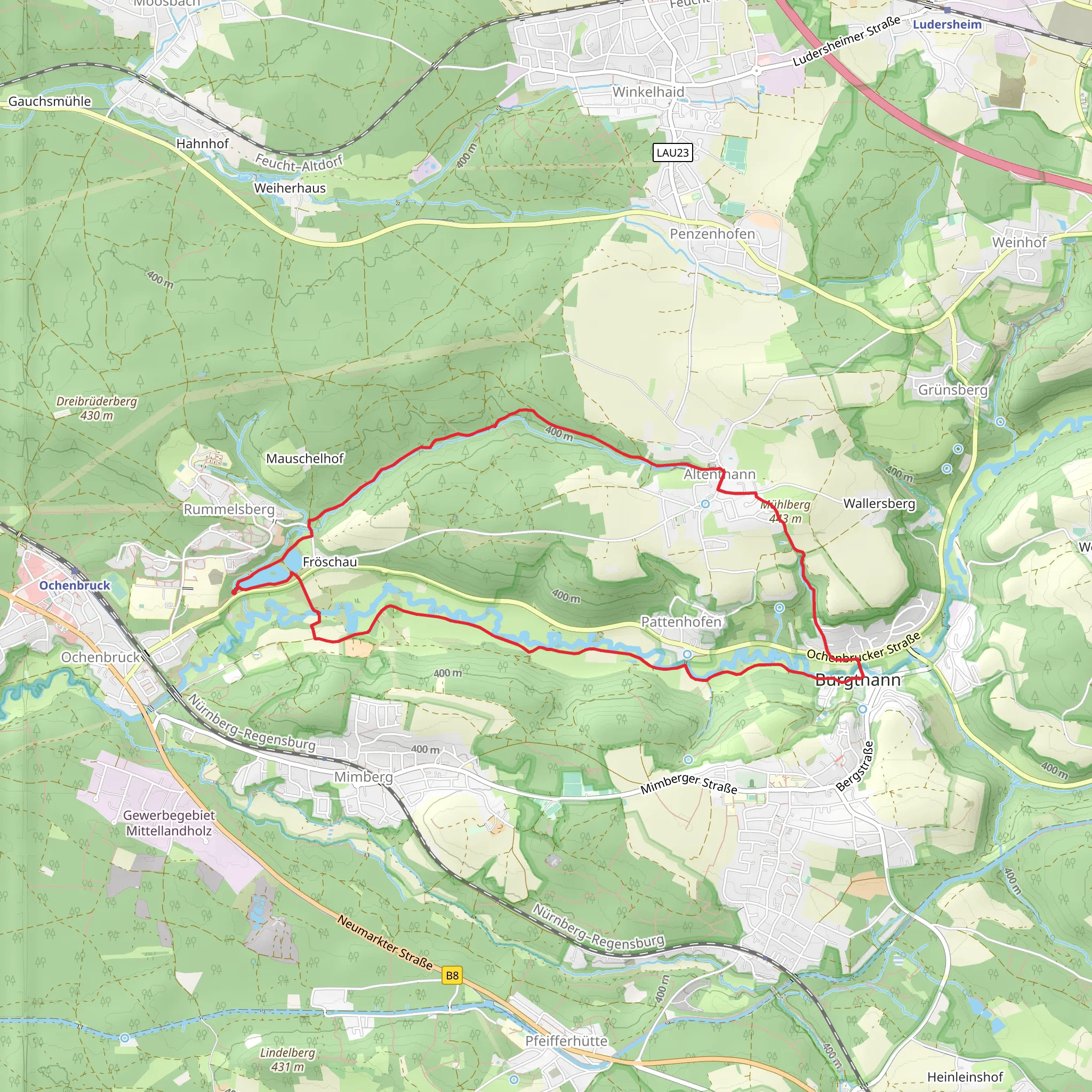 Fröschauer Weiher and Thanngraven via Zeidlerweg and Schwarzachtalweg Loop mobile static map