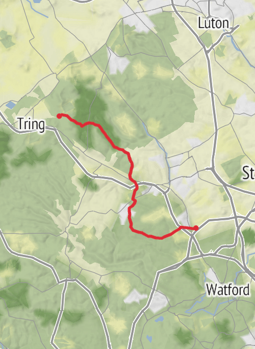 Tring station to Kings Langley  mobile static map