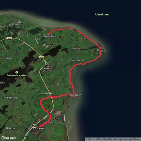 Workum to Mirns via Bocht fan Molkwar and Ijsselmeer