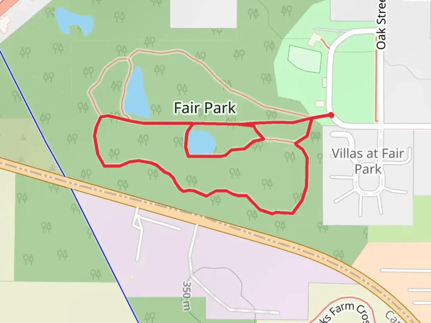 An image depicting the trail Fair Park Loop and its surrounding area.