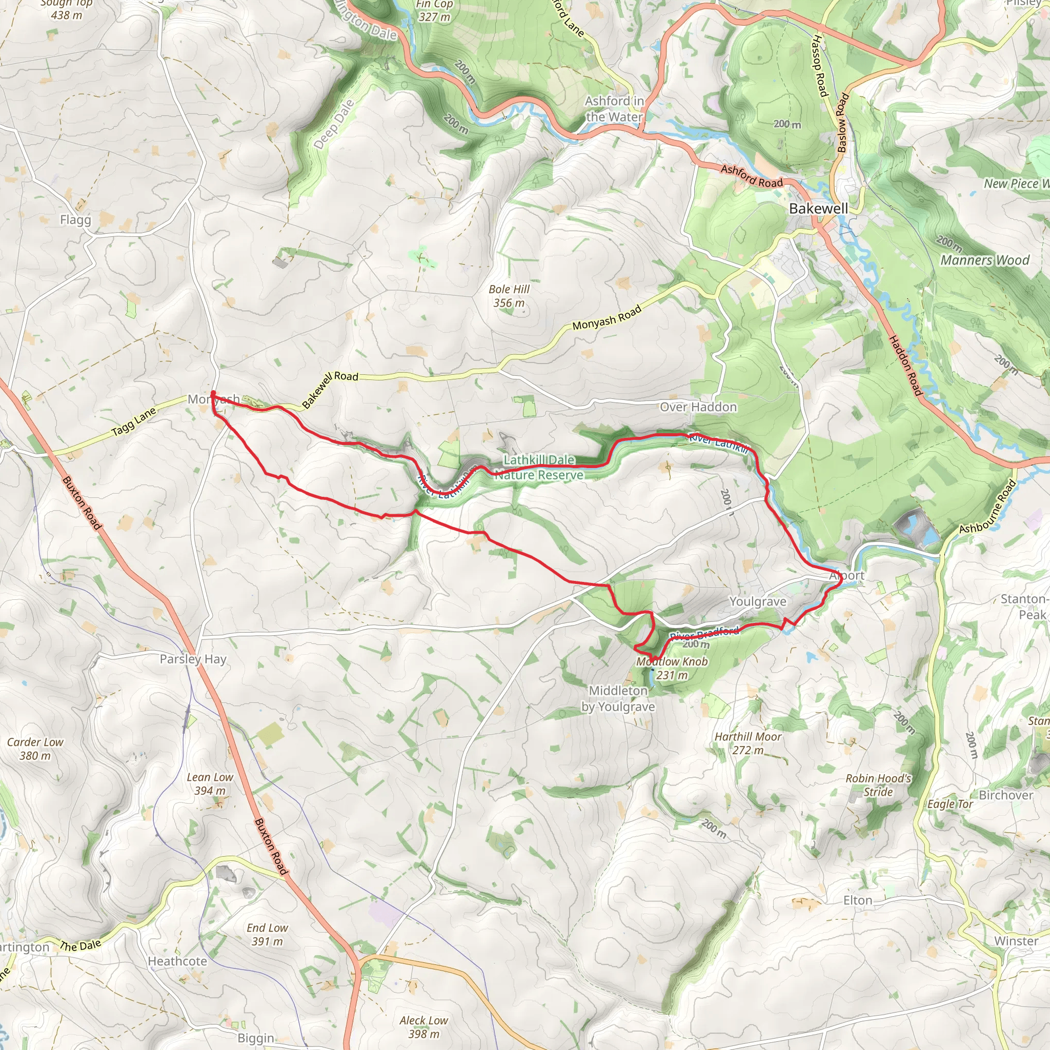 Bradford and Lathkill Dales from Monyash mobile static map