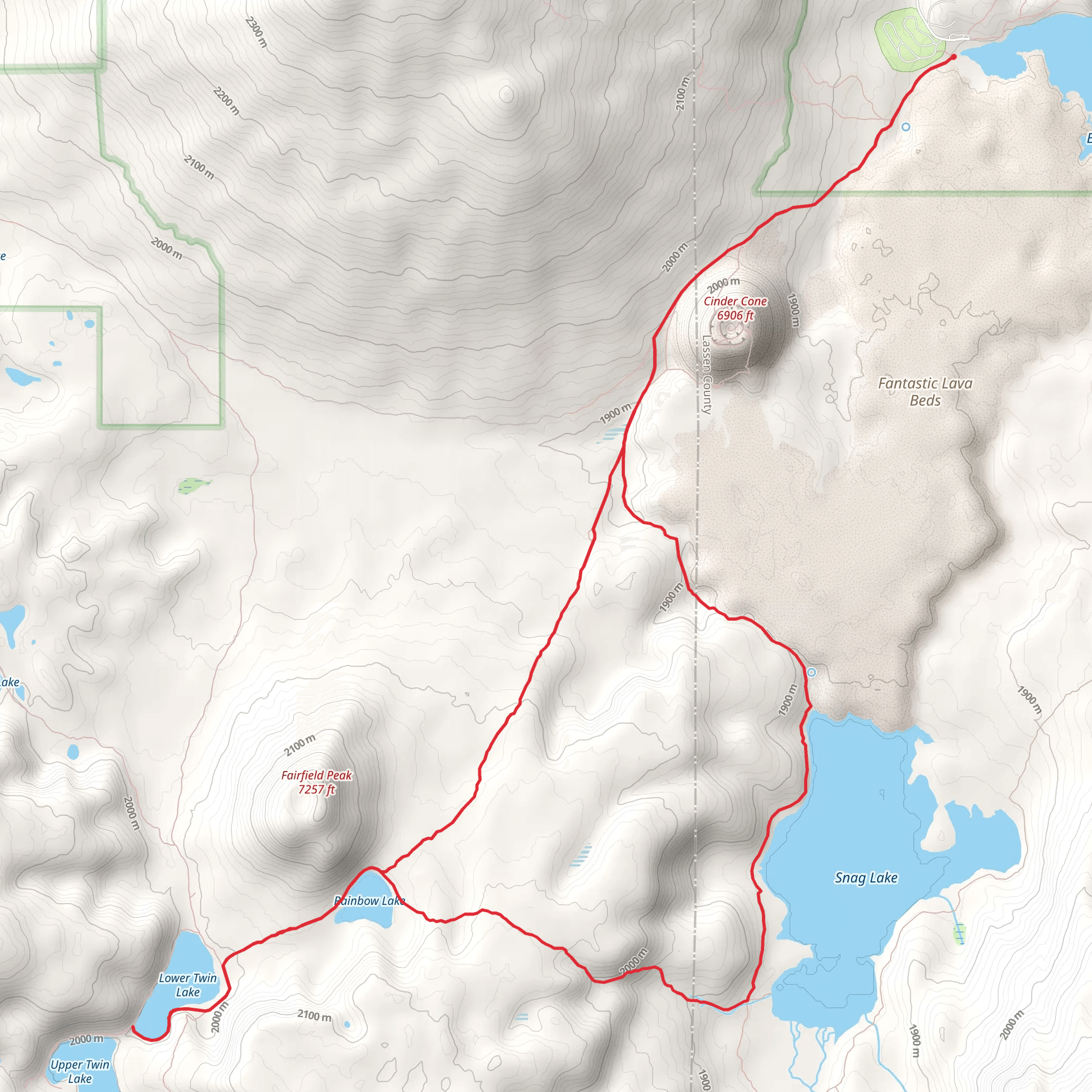 Lower Twin Lake, Rainbow Lake and Snag Lake Loop mobile static map