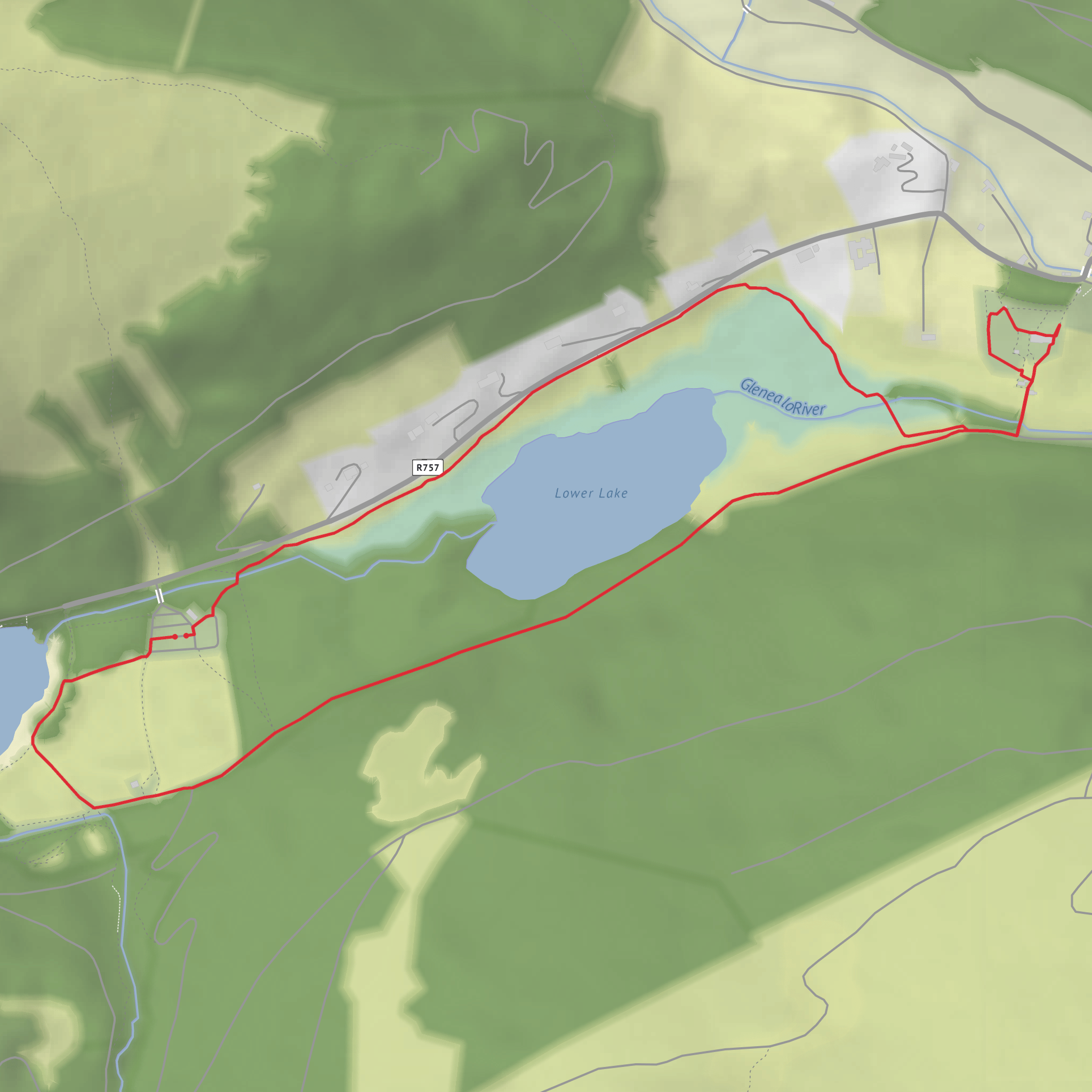 Glendalough - The Green Road Walk (Green Route) mobile static map