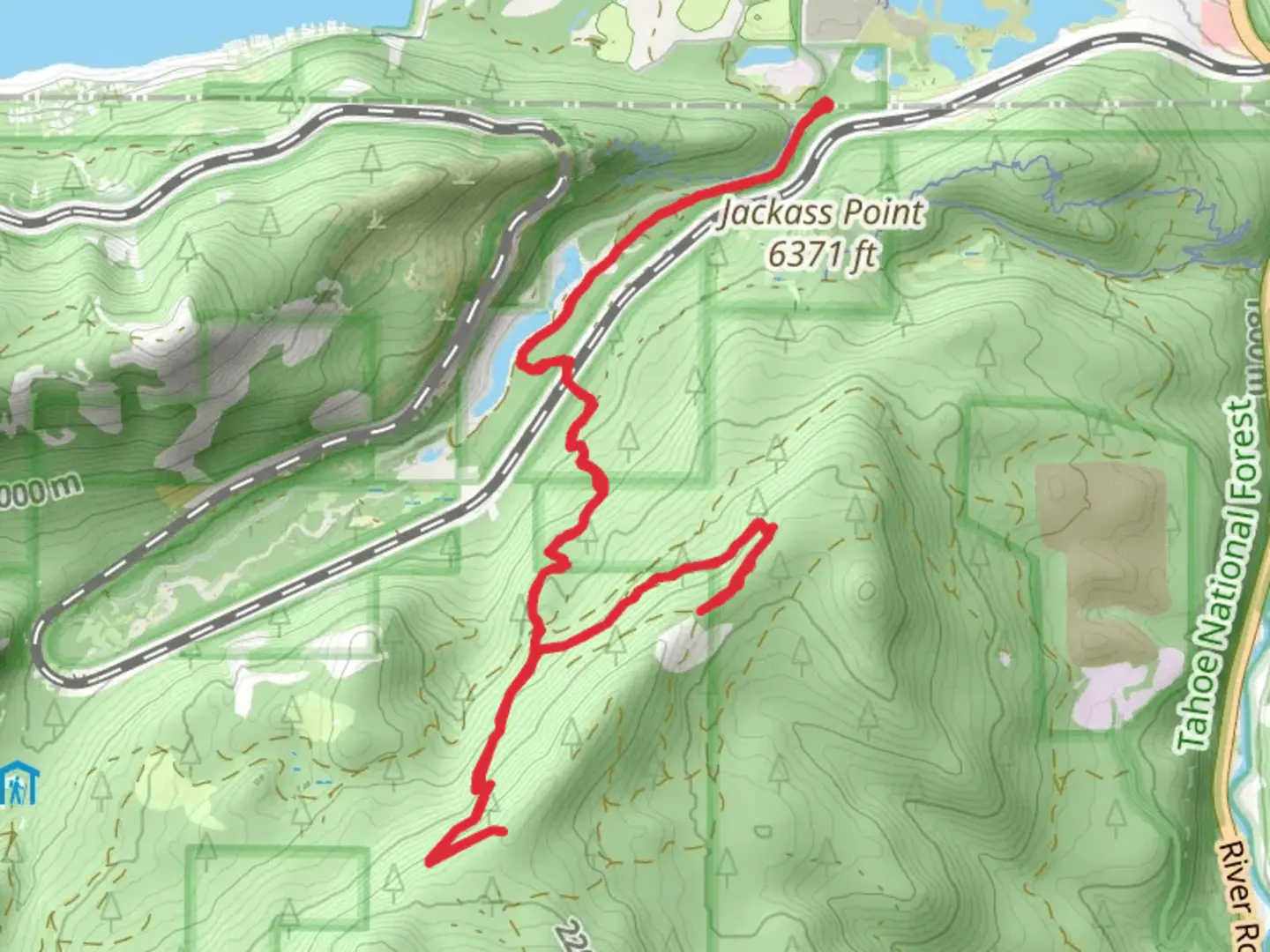 An image depicting the trail Jackass Point and its surrounding area.