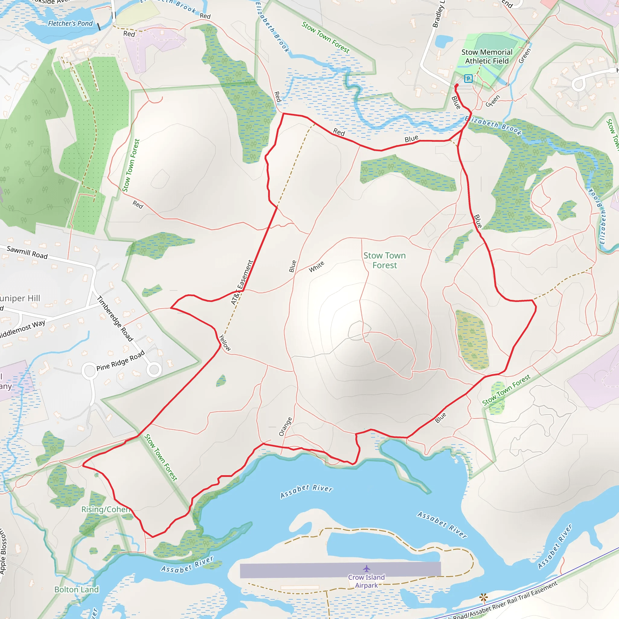 Assabet River Loop via Blue and Red Trail mobile static map