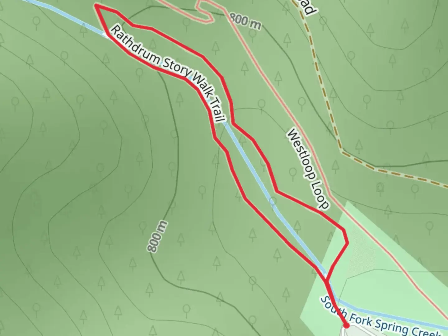An image depicting the trail Rathdrum Story Loop Walk and its surrounding area.