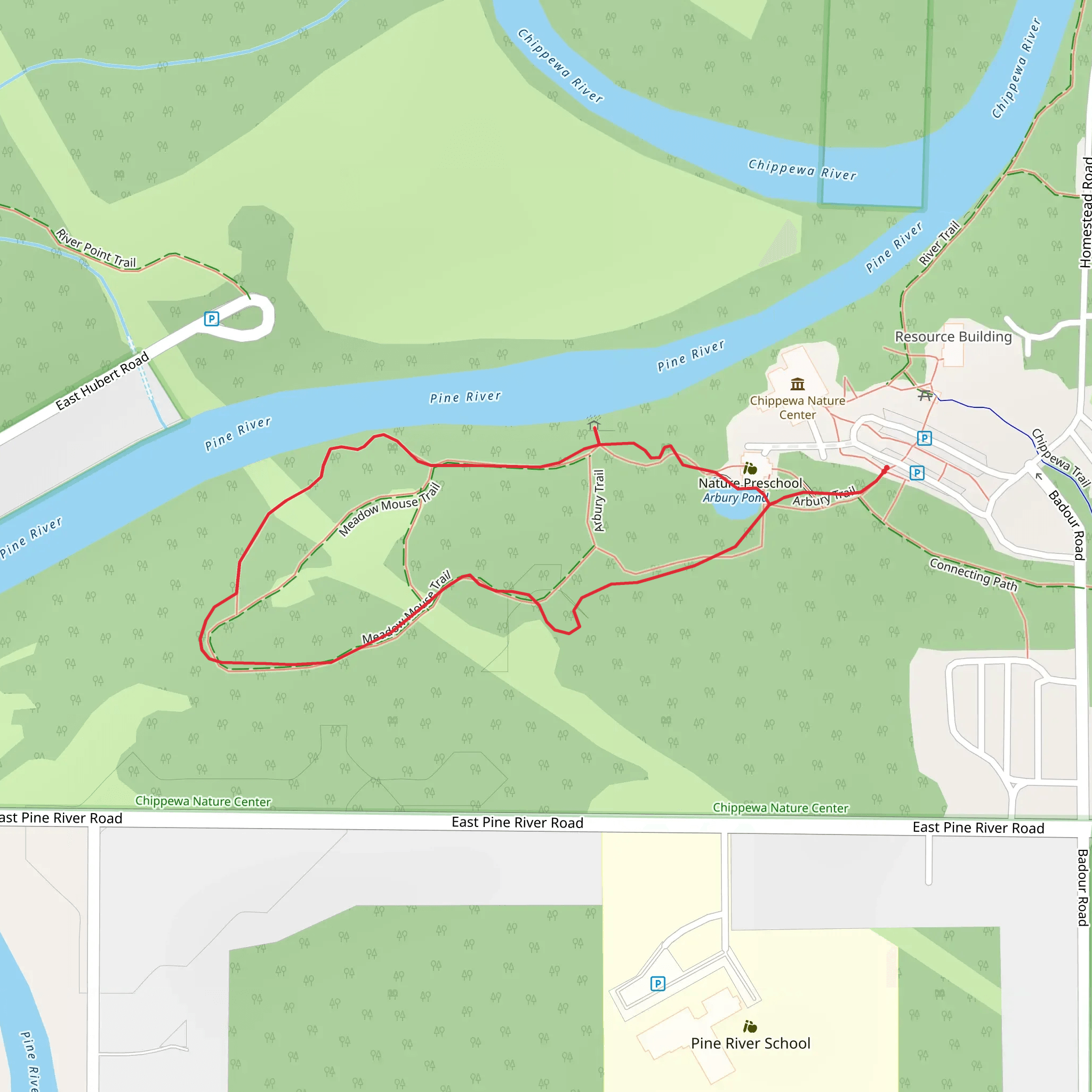 Arbury and Meadow Mouse Loop Trail mobile static map