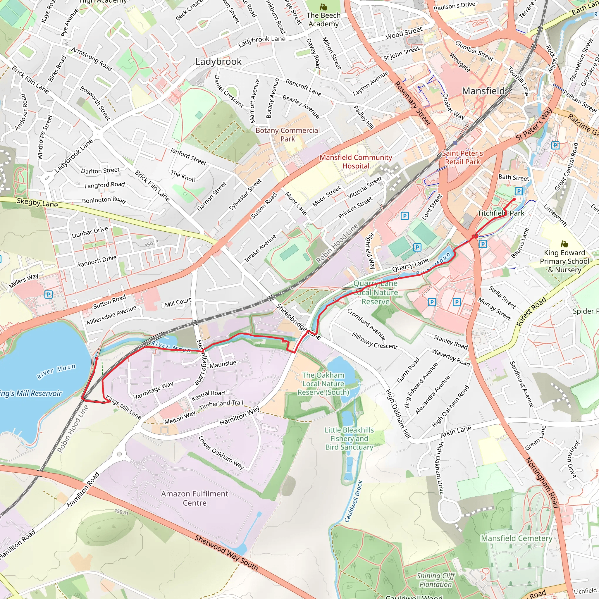 Mansfield Walk mobile static map